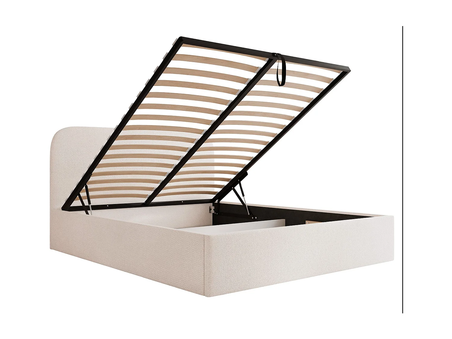 Polsterbett 160x200 mit Bettkasten - Chenille - creme - SONVIVO