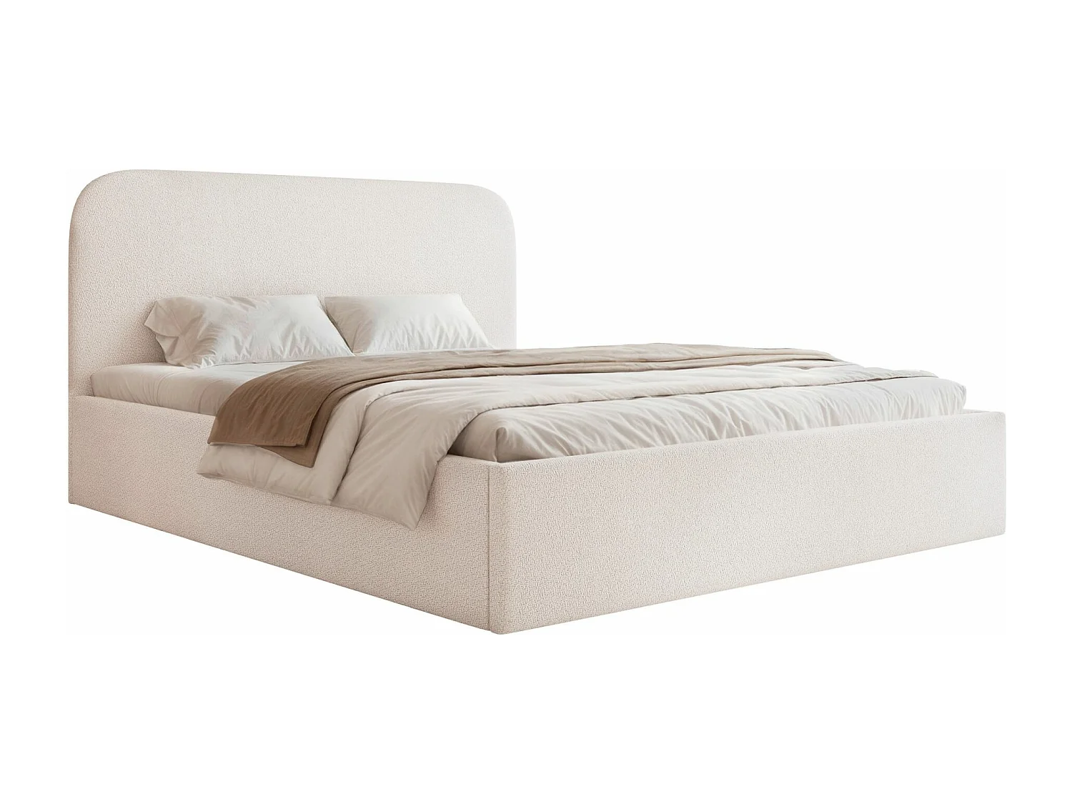 Polsterbett 160x200 mit Bettkasten - Chenille - creme - SONVIVO