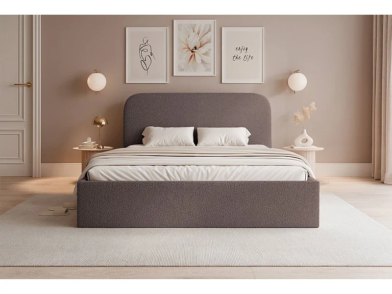 Opbergbed - 180x200 cm - in bruine badstof - SONVIVO