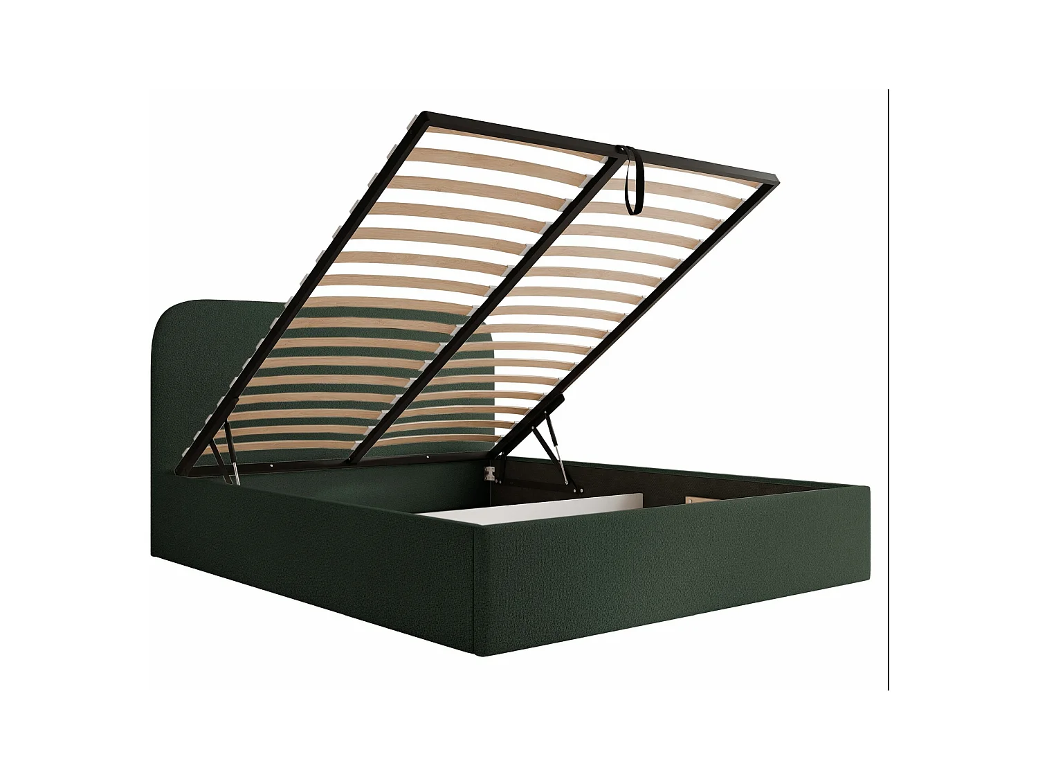 Lit coffre - 180x200 cm - en tissu chenille vert foncé - SONVIVO