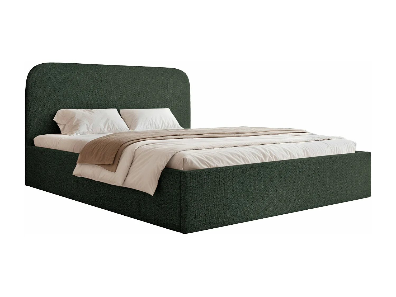 Lit coffre - 180x200 cm - en tissu chenille vert foncé - SONVIVO
