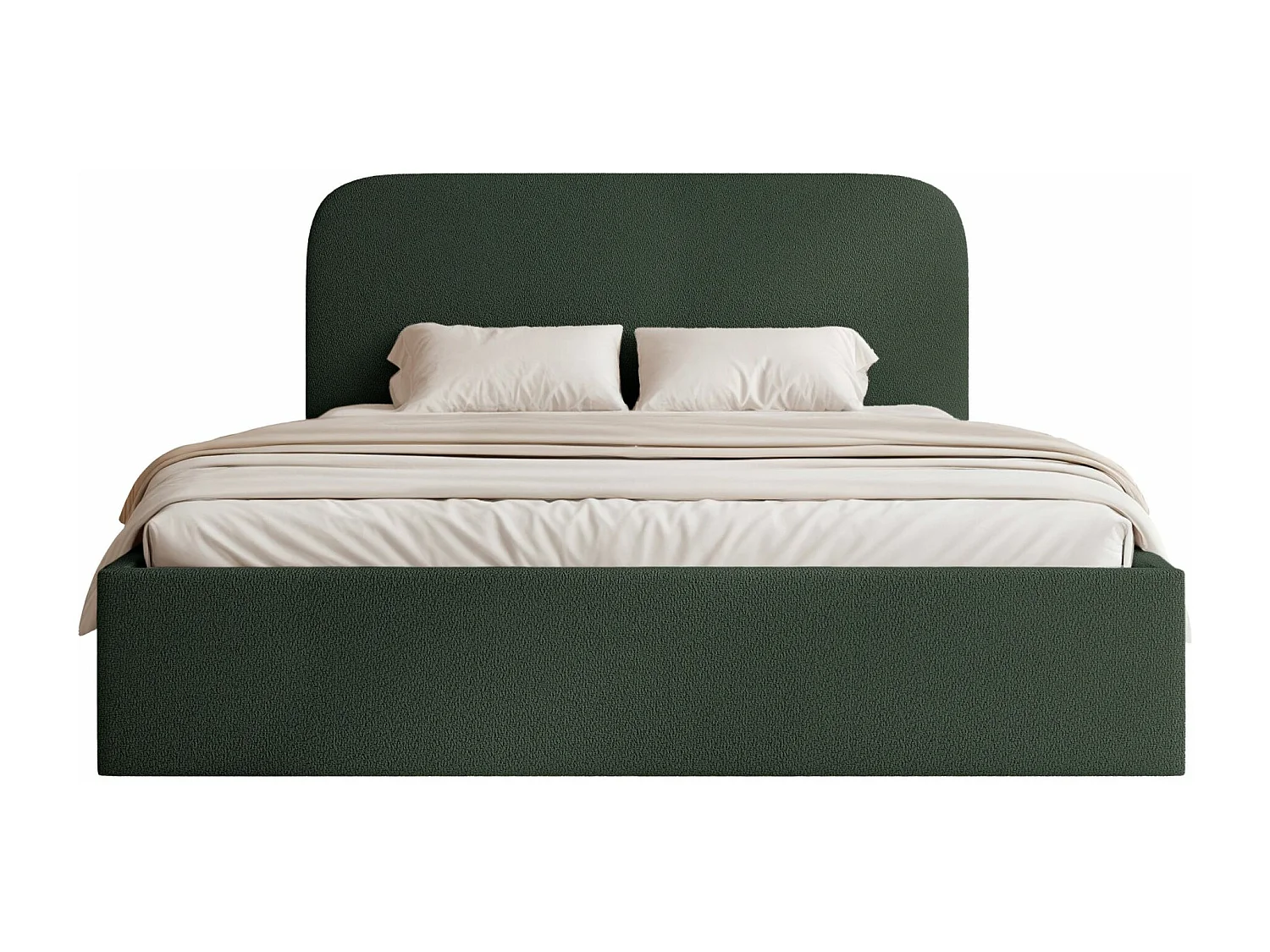 Lit coffre - 180x200 cm - en tissu chenille vert foncé - SONVIVO