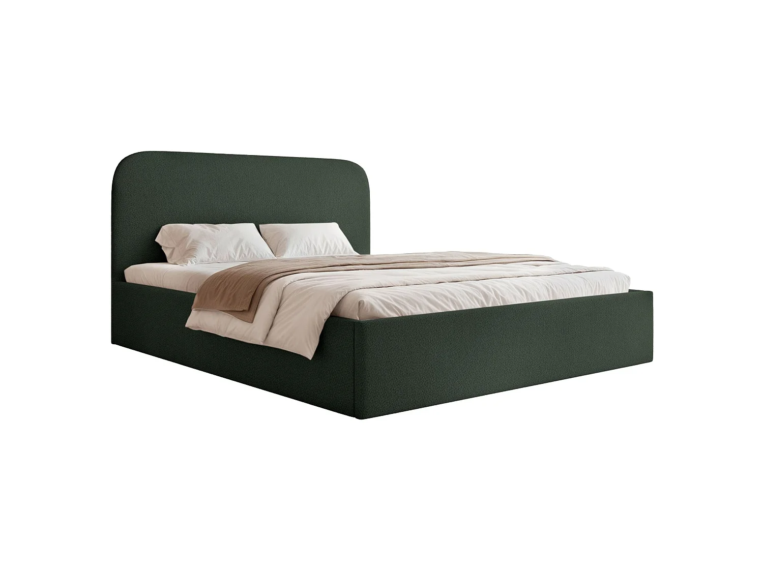 Lit coffre - 180x200 cm - en tissu chenille vert foncé - SONVIVO
