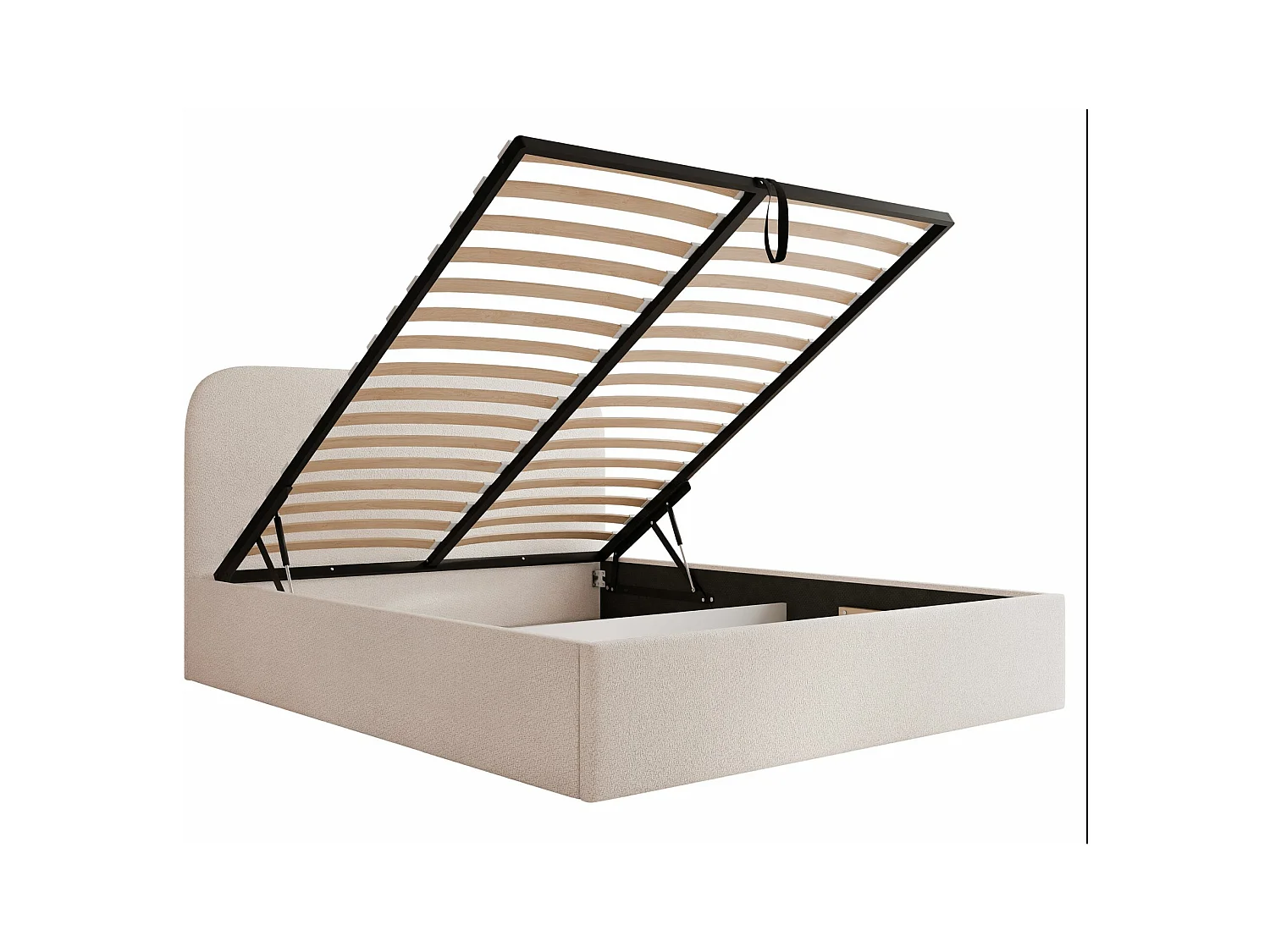 Opbergbed - 160x200 cm - in lichtbeige chenillestof - SONVIVO