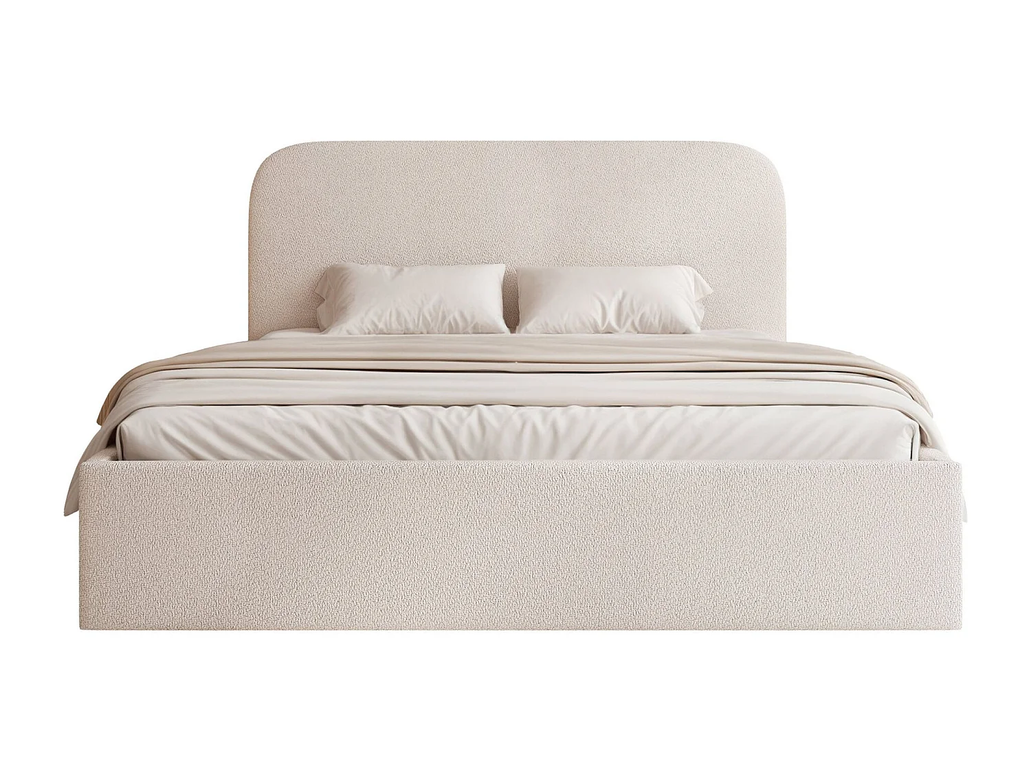 Opbergbed - 160x200 cm - in lichtbeige chenillestof - SONVIVO