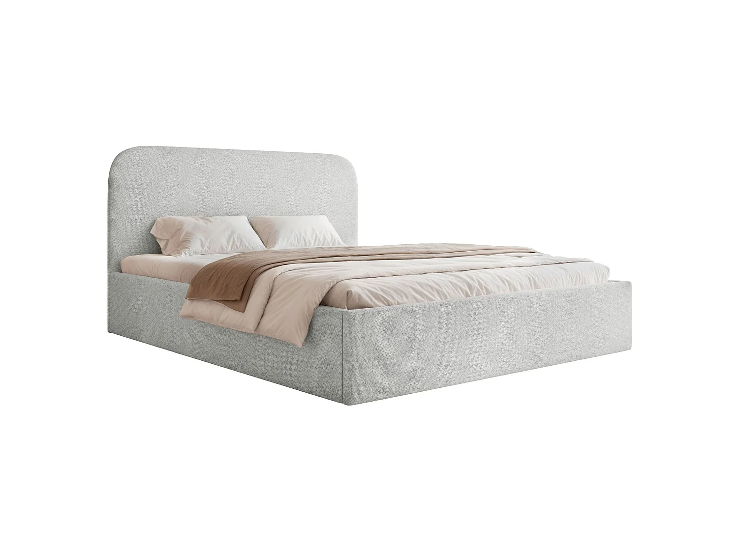 Lit coffre - 160x200 cm - en tissu chenille gris clair - SONVIVO