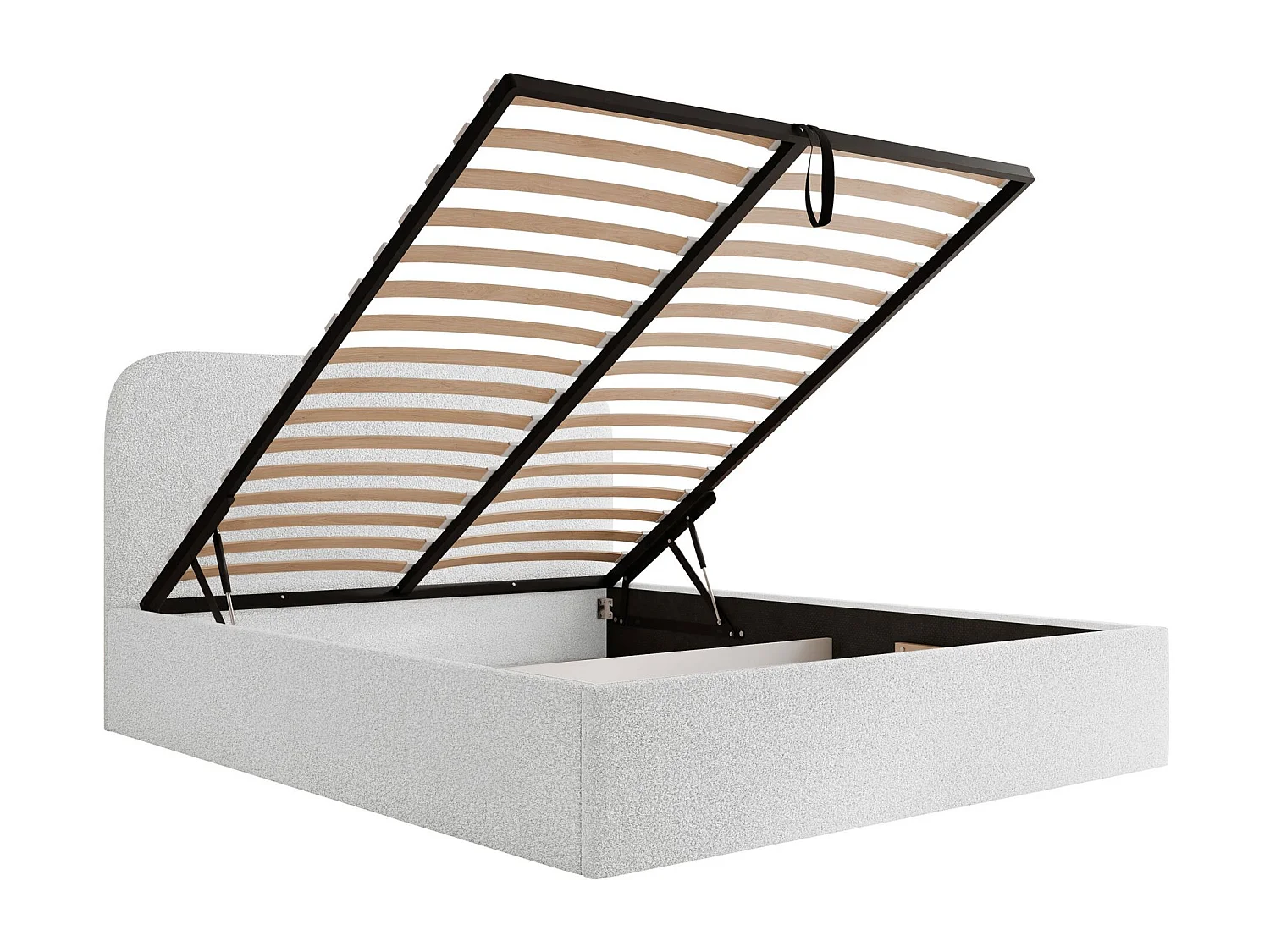 Lit coffre - 180x200 cm - en tissu bouclette blanc - SONVIVO