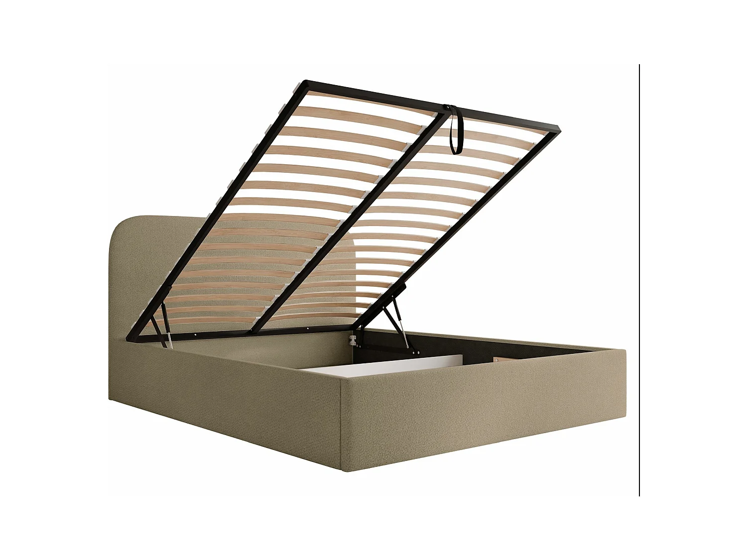 Lit coffre - 180x200 cm - en tissu chenille beige foncé - SONVIVO