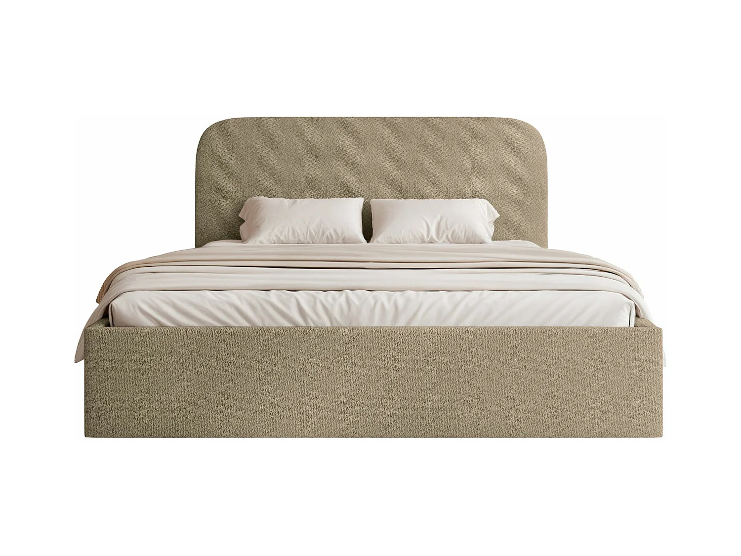 Lit coffre - 180x200 cm - en tissu chenille beige foncé - SONVIVO