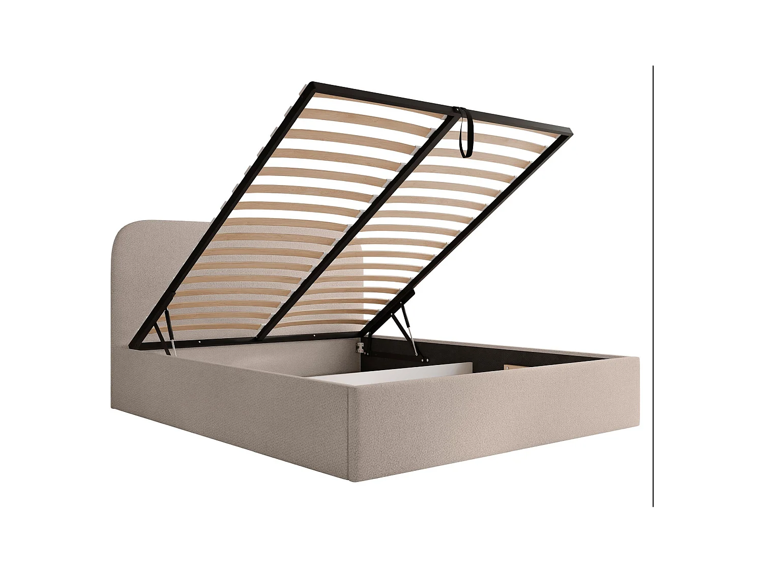 Opbergbed - 160x200 cm - in beige chenillestof - SONVIVO