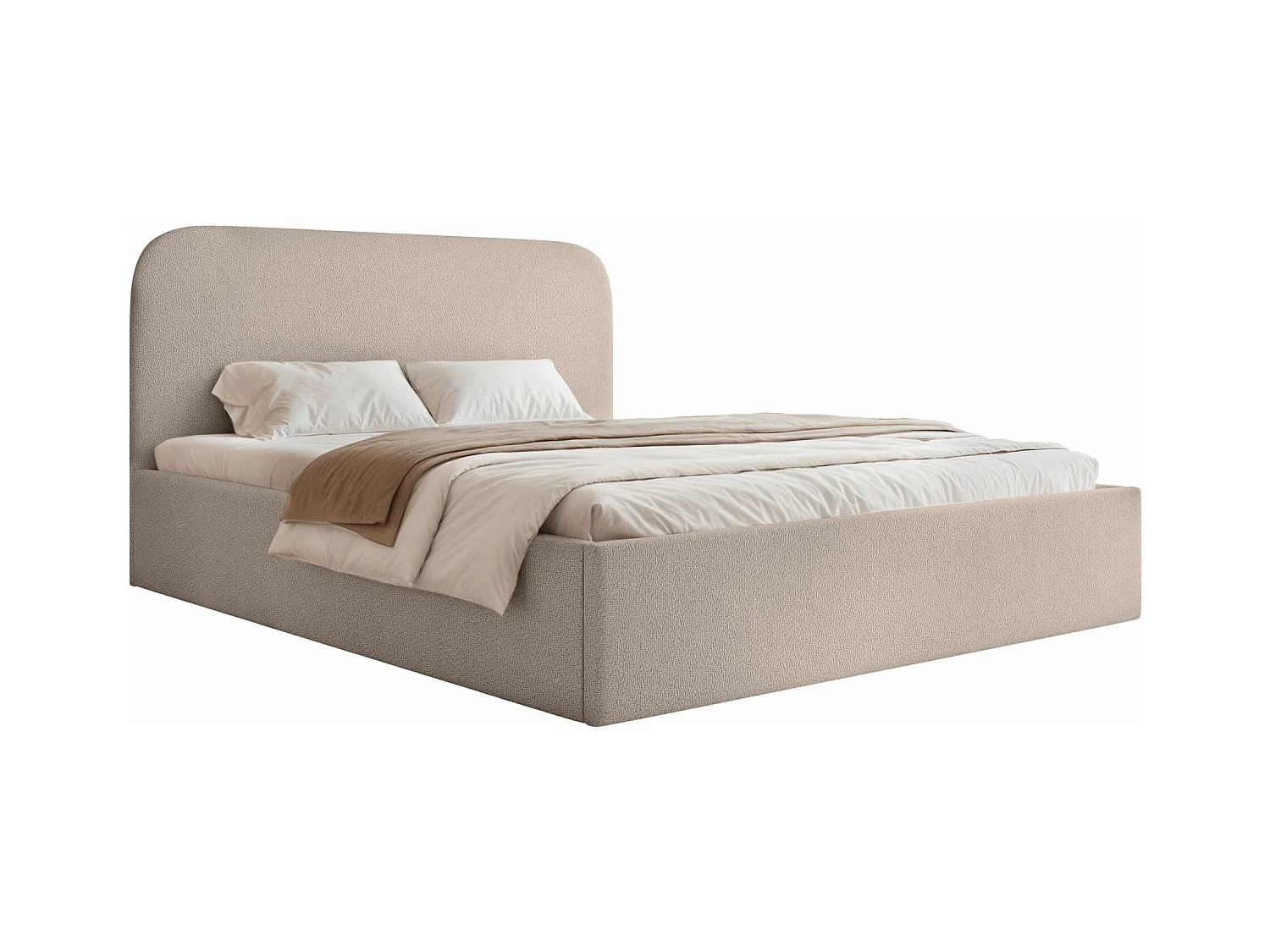 Opbergbed - 160x200 cm - in beige chenillestof - SONVIVO
