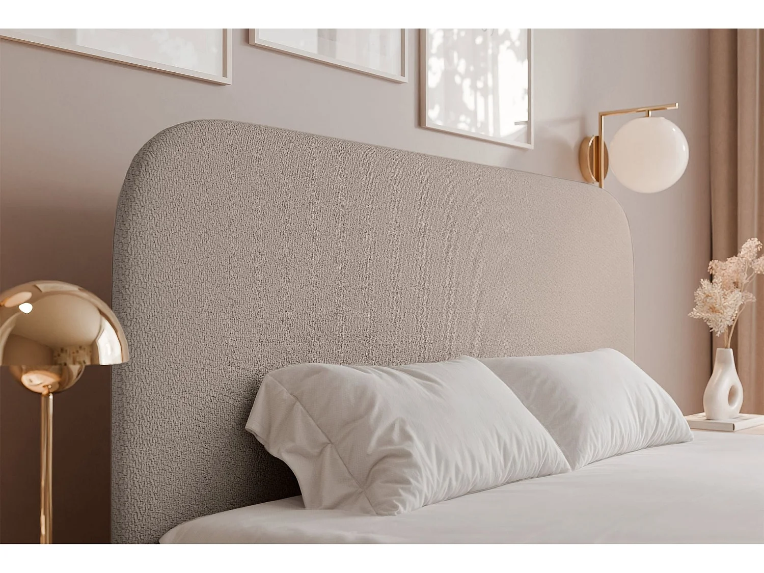 Lit coffre - 160x200 cm - en tissu chenille beige - SONVIVO