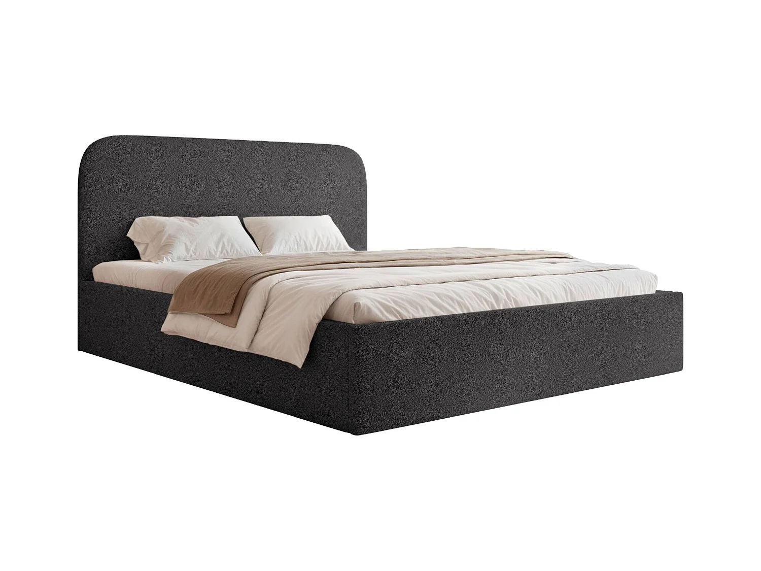 Opbergbed - 140x200 cm - in grafiet badstof - SONVIVO