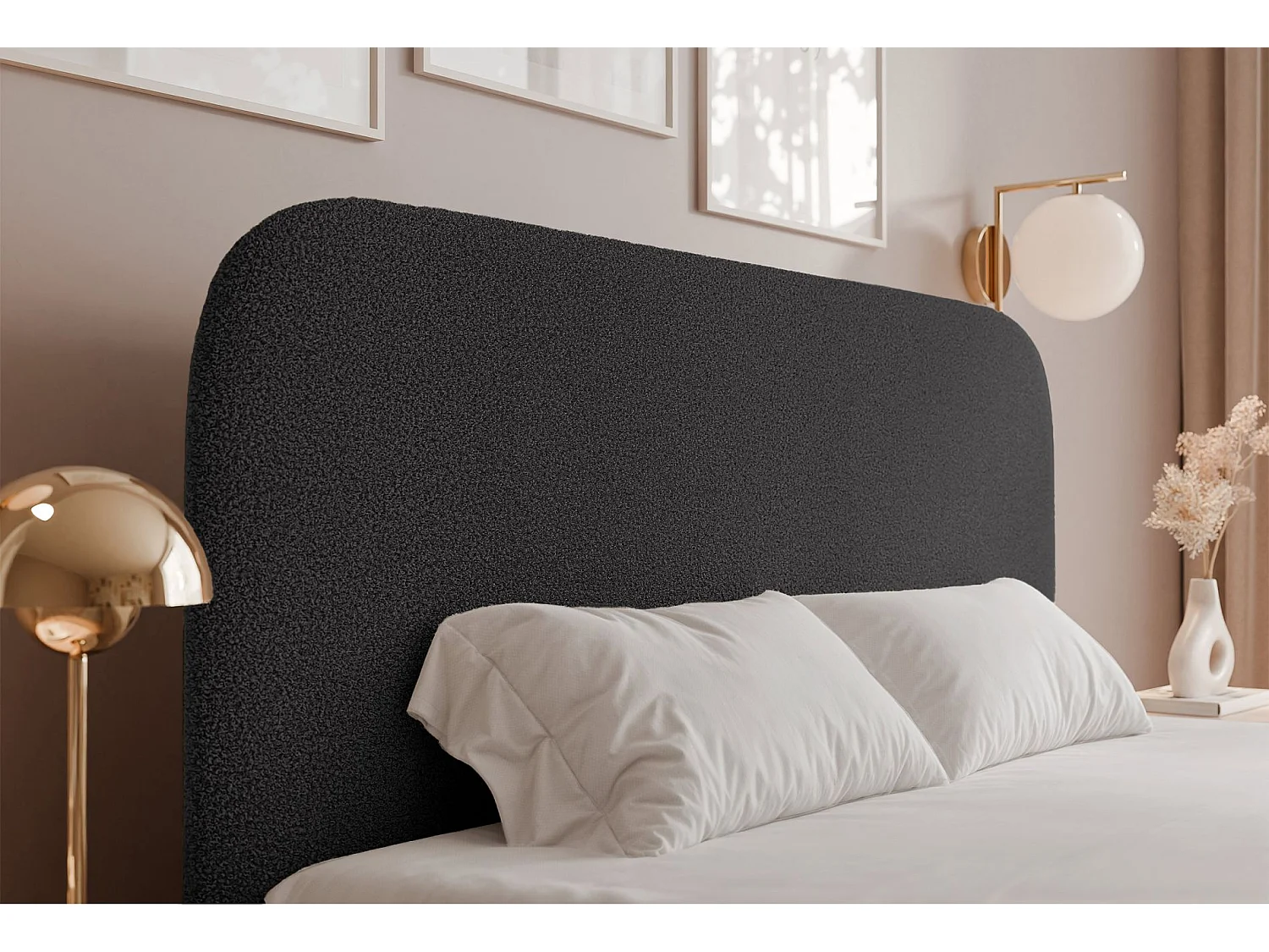 Lit coffre - 140x200 cm - en tissu bouclette graphite - SONVIVO