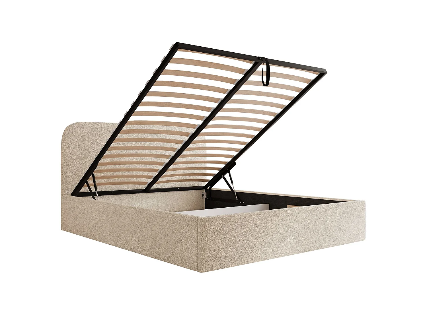 Opbergbed - 180x200 cm - in lichtbeige badstof - SONVIVO