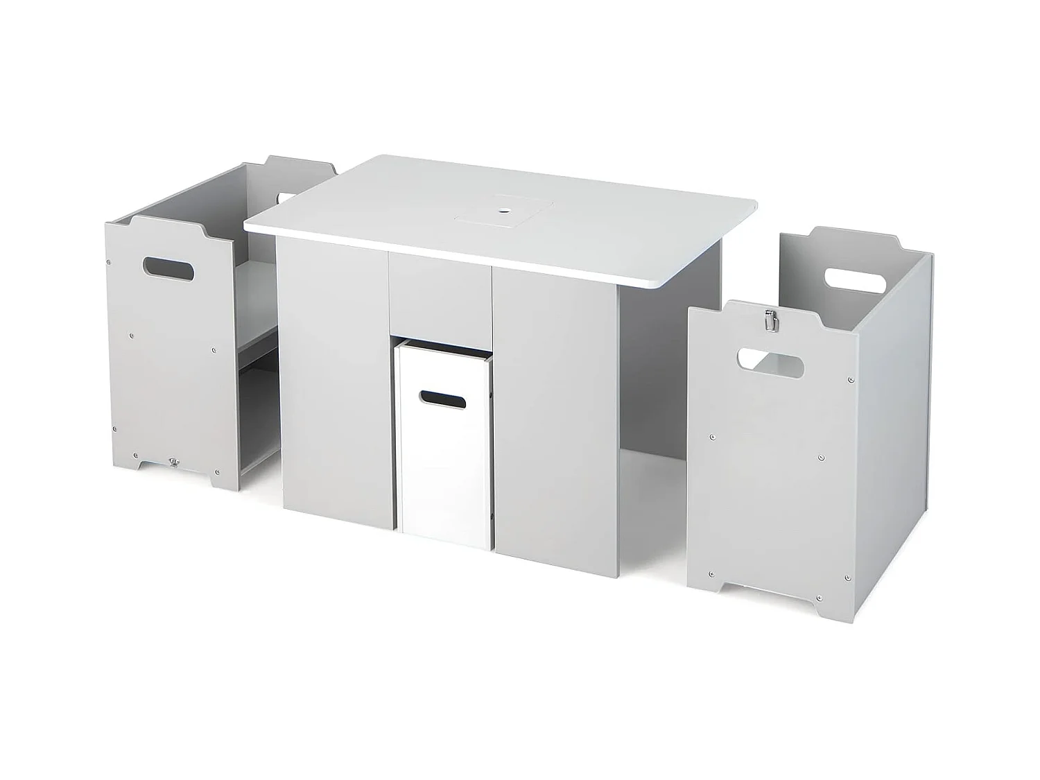 3-delig kinderzitgroep, kindertafel met 2 stoelen,4-in-1 activiteitentafel met opbergruimte en afneembaar deksel,multifunctionele kinderzitset voor peuters TK32331