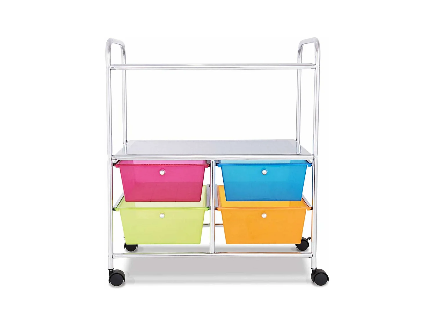 4 kleurrijke lades rollende opslagkar metalen rek plank thuiskantoor 2 plankenTI76292