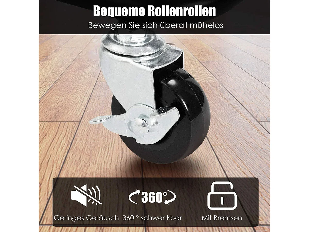 Serveerwagen op wieltjes, mobiele wagen met 3 niveaus en handgreep, metalen rolwagen, 3 roostermanden van kunststof，multifunctionele wagen, voor badkamer,TI92301