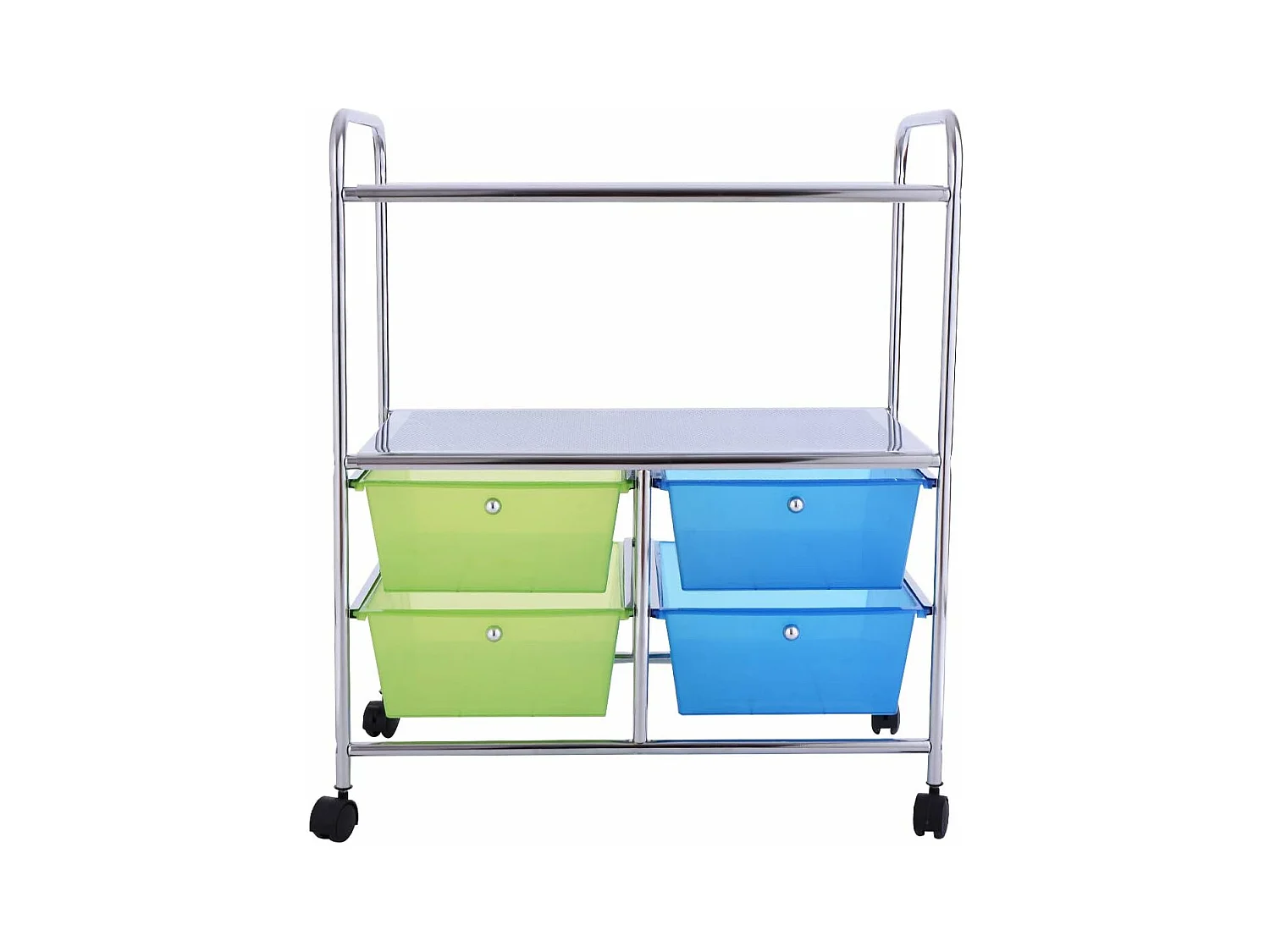 4 kleurrijke lades rollende opslagkar metalen rek plank thuiskantoor 2 plankenTI76292