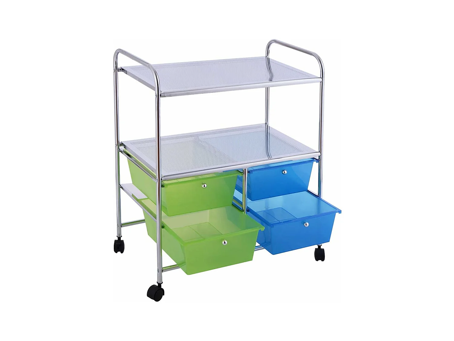 4 kleurrijke lades rollende opslagkar metalen rek plank thuiskantoor 2 plankenTI76292