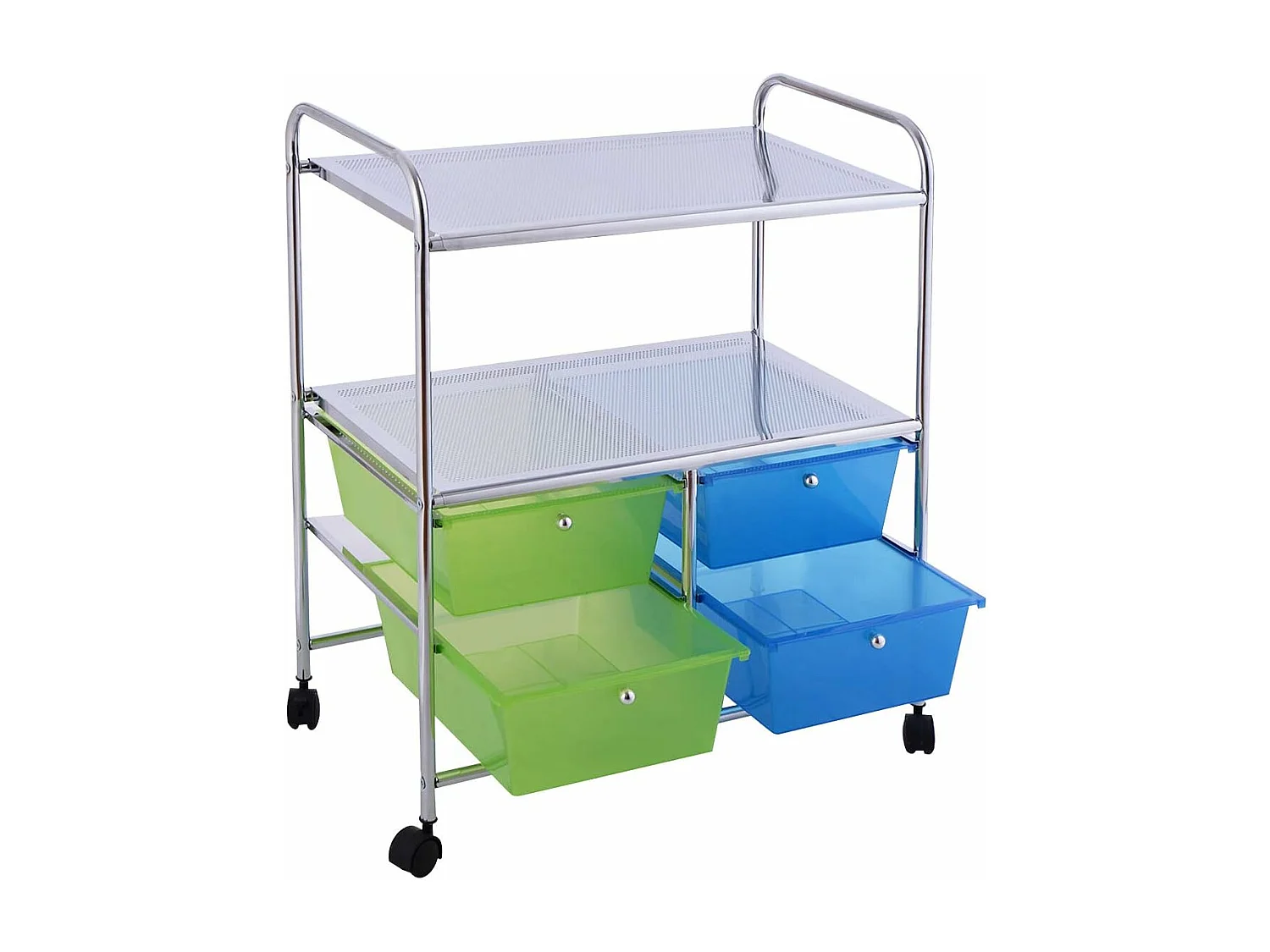 4 kleurrijke lades rollende opslagkar metalen rek plank thuiskantoor 2 plankenTI76292