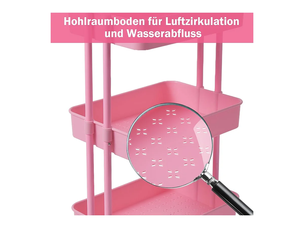 Serveerwagen op wieltjes, mobiele wagen met 3 niveaus en handgreep, metalen rolwagen, 3 roostermanden van kunststof, keukenrolwagen,multifunctionele wagen TI92301