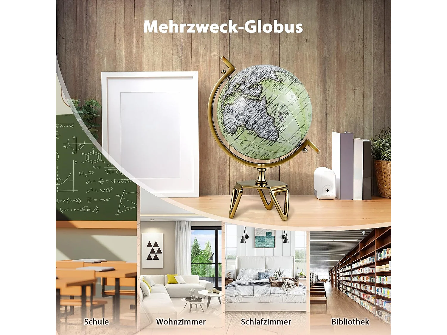 25,5 cm antieke wereldbol,wereldbol voor scholieren, 360 graden draaibaar,wereldbol met gouden metalen voet,geografisch pedagogisch,voor klaslokaal,kantoorTL32385