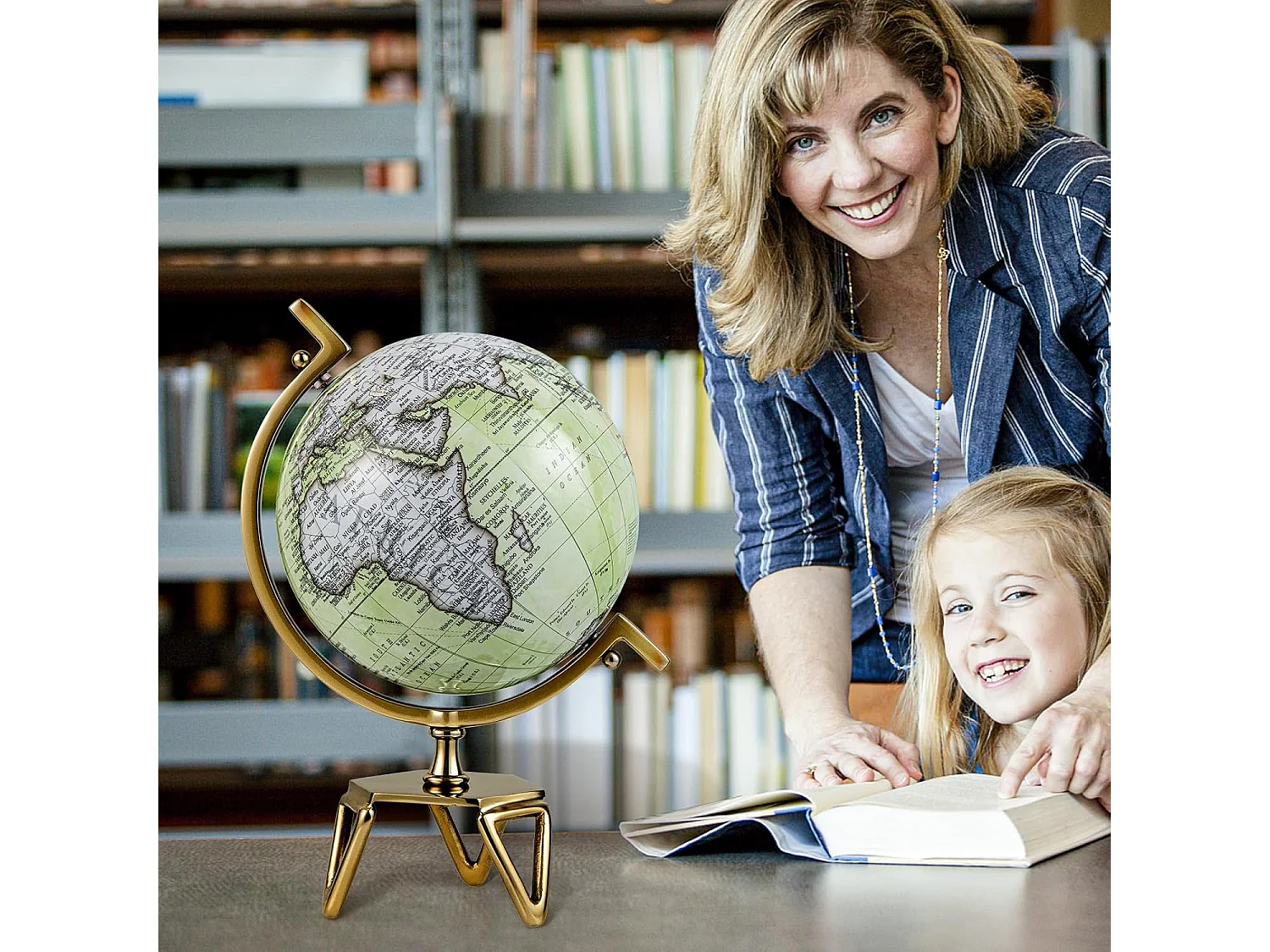 25,5 cm antieke wereldbol,wereldbol voor scholieren, 360 graden draaibaar,wereldbol met gouden metalen voet,geografisch pedagogisch,voor klaslokaal,kantoorTL32385