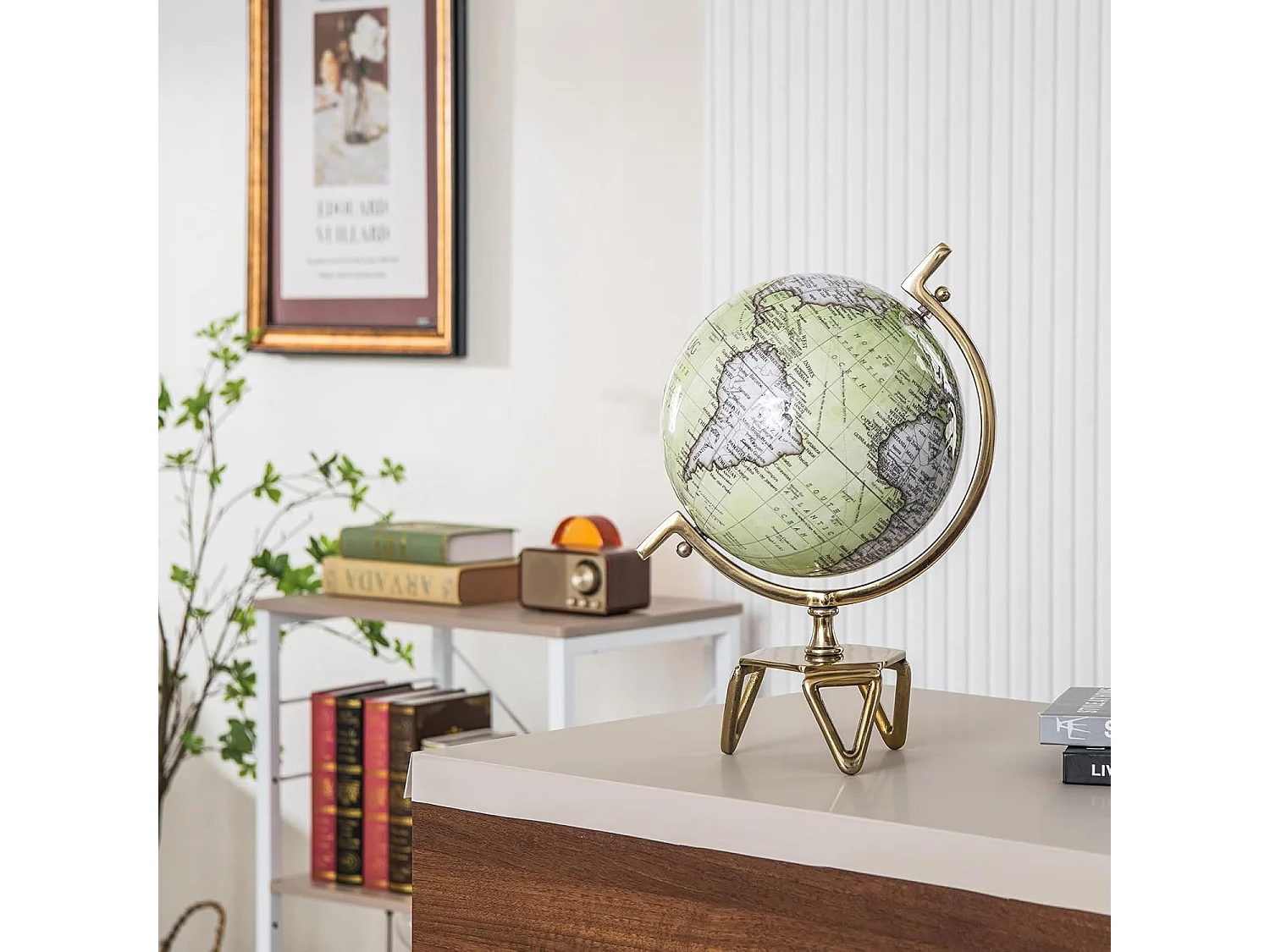 25,5 cm antieke wereldbol,wereldbol voor scholieren, 360 graden draaibaar,wereldbol met gouden metalen voet,geografisch pedagogisch,voor klaslokaal,kantoorTL32385