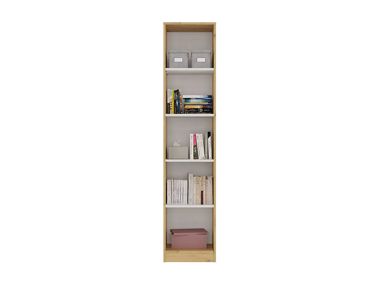 Regał Onyx R40 | Dąb Artisan/Biel | 40x30x182 cm | Regał na książki, segregatory