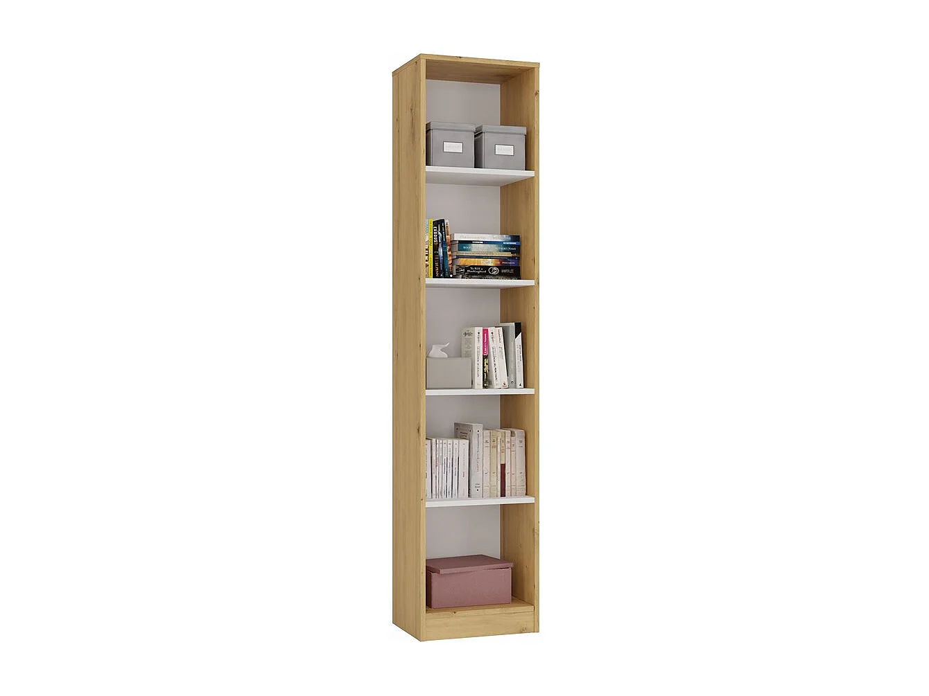 FLORENCE – Biblioteca contemporánea con 5 compartimentos – Salón/oficina/dormitorio – 30x40x182 cm – Mueble multifuncional para libros y decoración