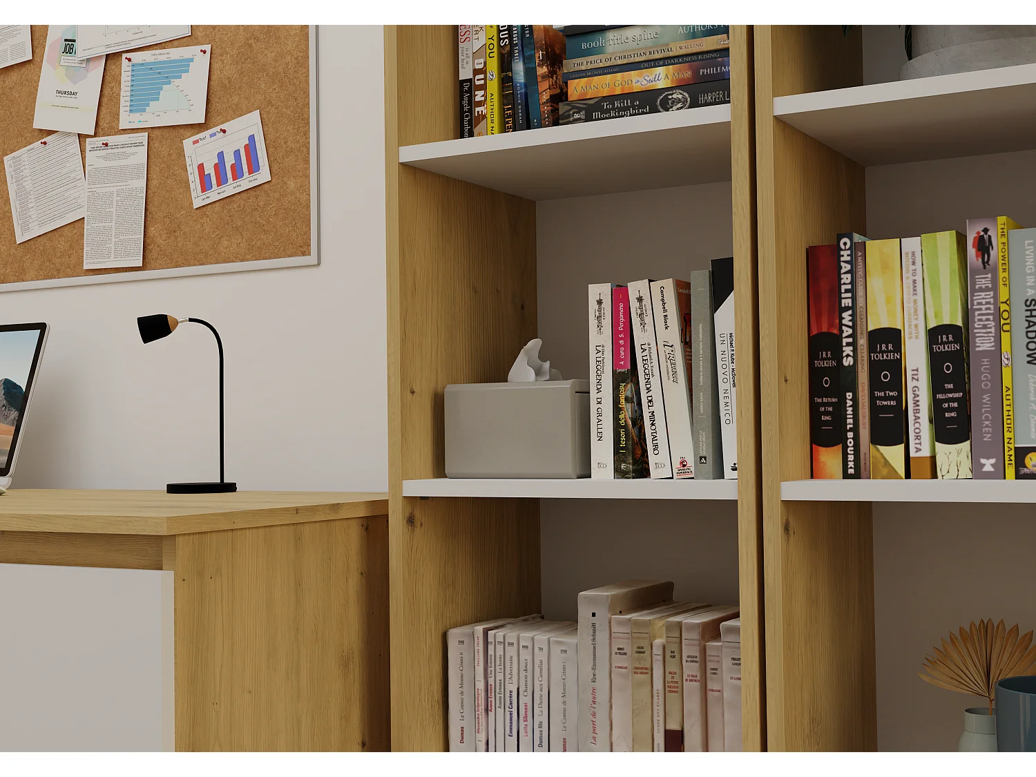 FLORENCE – Biblioteca contemporánea con 5 compartimentos – Salón/oficina/dormitorio – 30x40x182 cm – Mueble multifuncional para libros y decoración