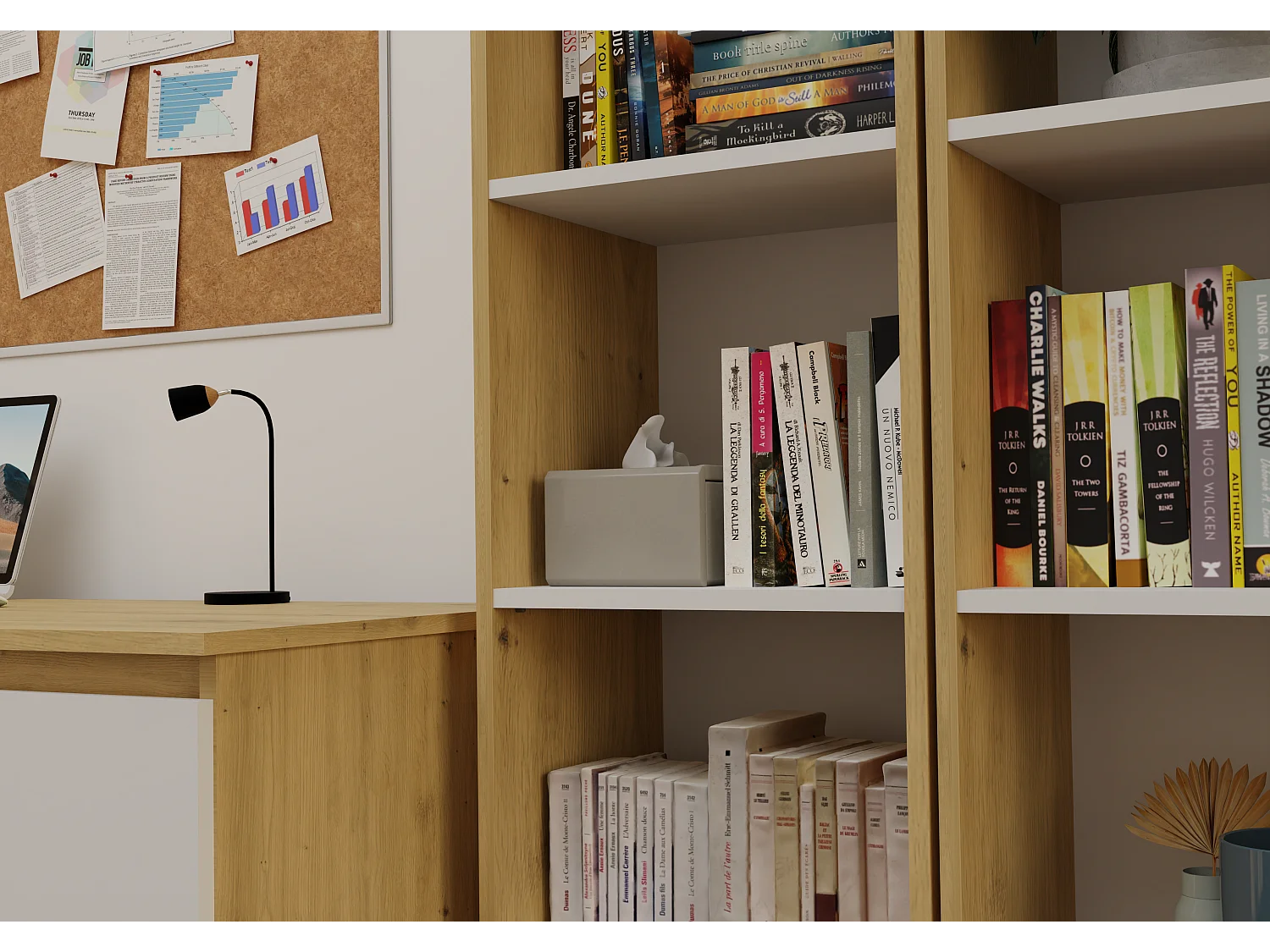 FLORENCE – Biblioteca contemporánea con 5 compartimentos – Salón/oficina/dormitorio – 30x40x182 cm – Mueble multifuncional para libros y decoración