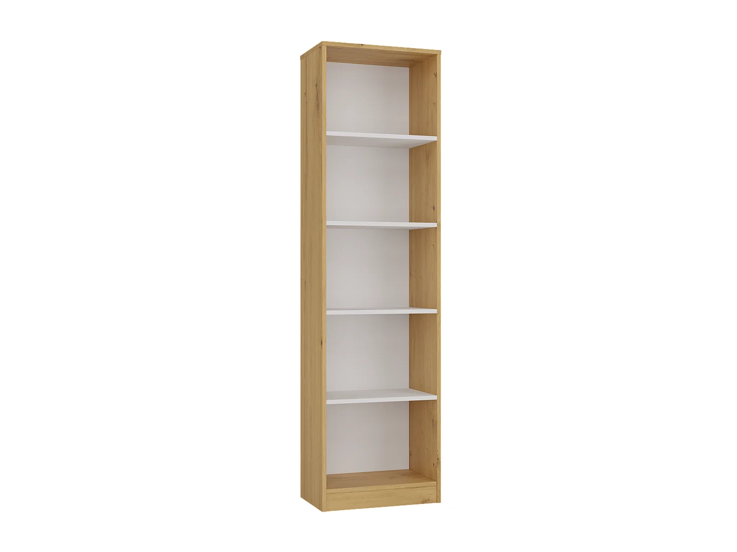 KAFFI – Biblioteca con 5 estantes – 50x30x181 cm – Mueble de almacenamiento para libros – Roble artesanal
