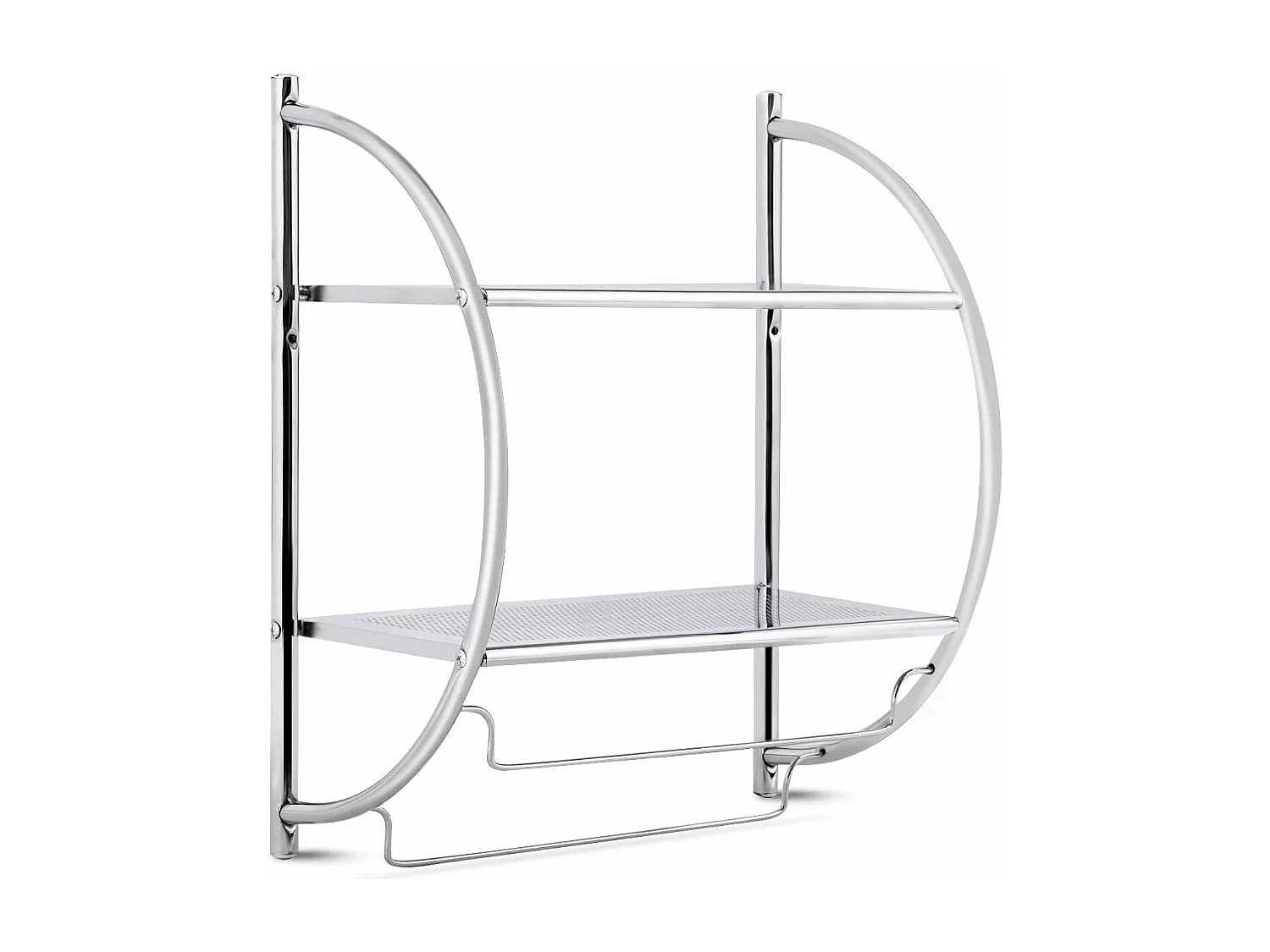 Handdoekhouder wandmontage, handdoekstang met 2 planken, handdoekenrek, badhanddoekstang, handdoekenrek, badkamerrek, wandrek, ijzerTI71466