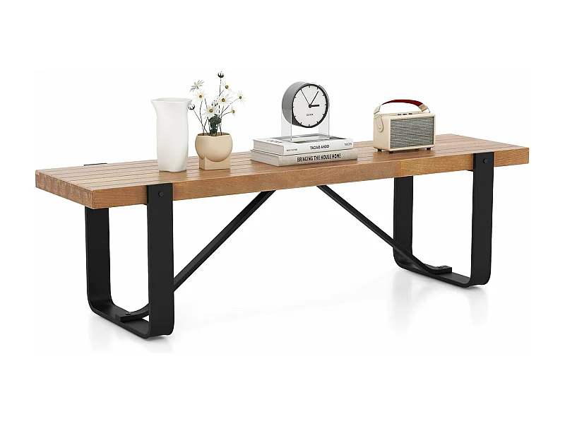 Eetkamerbank, 152,5 cm, 2-3-zits, houten bank met metalen frame, zitbank voor eetkamer tot 300 kg belastbaar, ideaal voor inrichting in de boerderij,retroVH32100