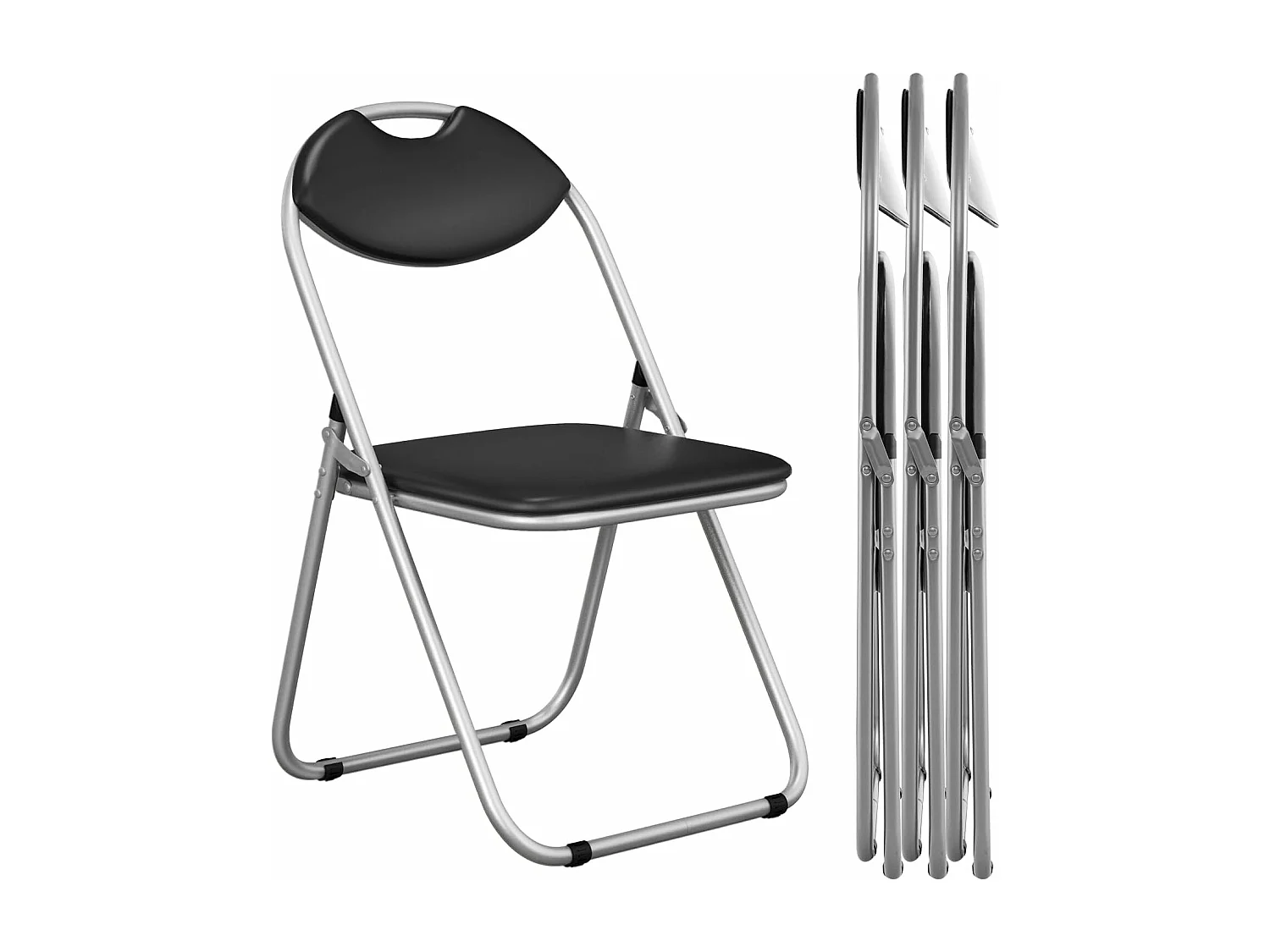 Klapstoelen, set van 4, gaststoelen met metalen frame, gevoerde stoelen en antislip voetkussens, voor thuis, kantoor, draagvermogen 115 kg