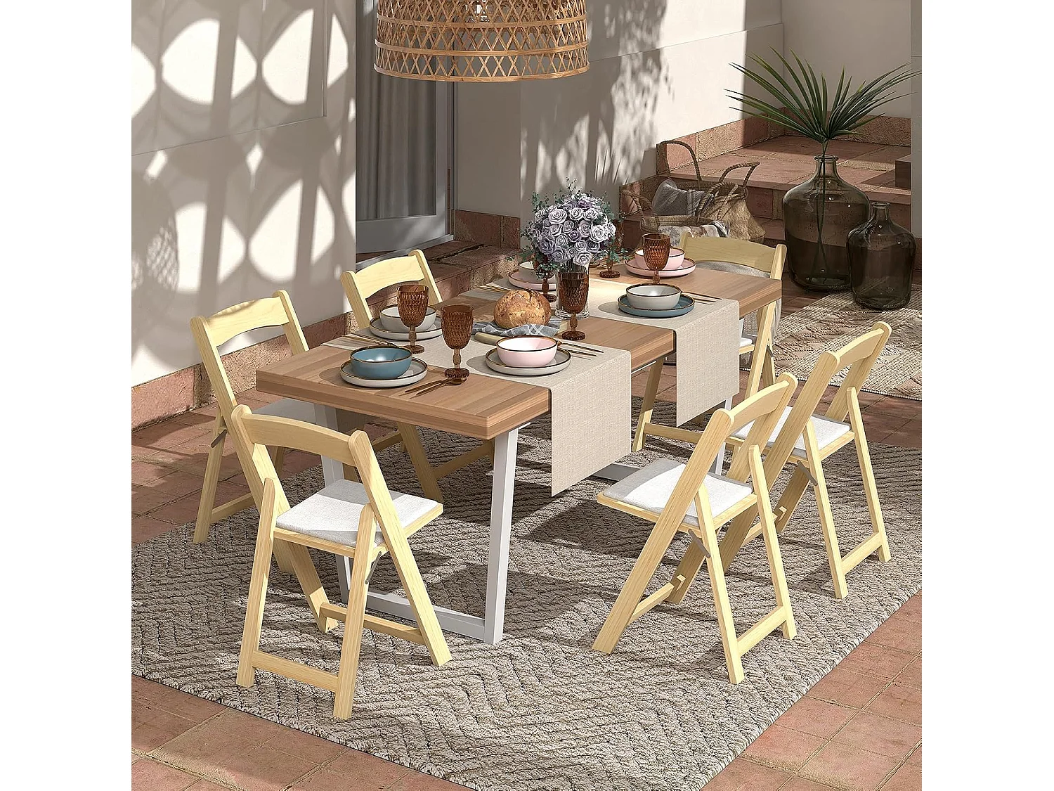 Set van 2 klapstoelen met gevoerde zitting, eetkamerstoelen, inklapbaar, keukenstoelen van rubberhout, draagbare eetstoelen voor eetkamer, tuin