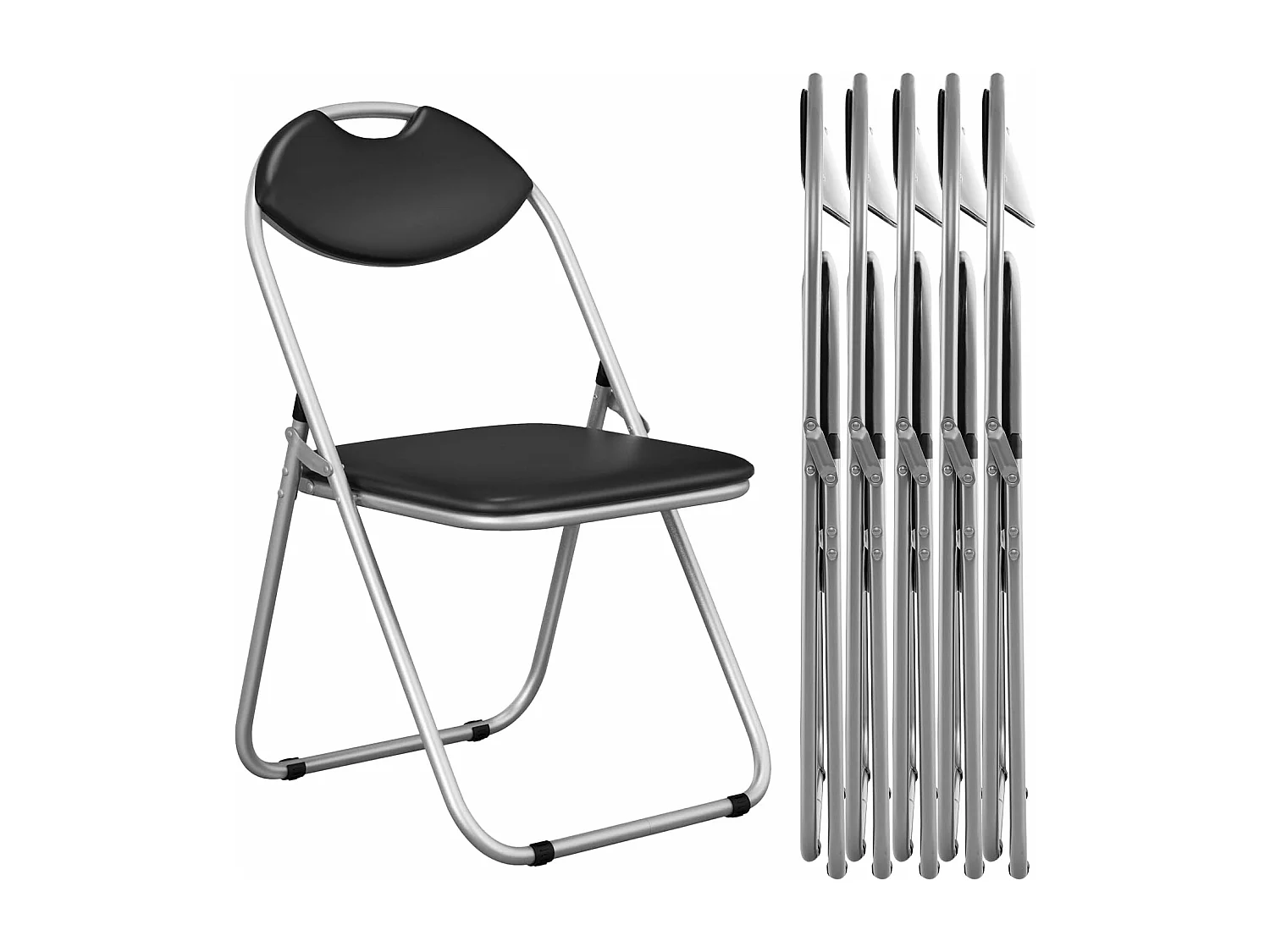 Klapstoelen, set van 6, gaststoelen met metalen frame, gevoerde stoelen en antislip voetkussens, voor thuis, kantoor, draagvermogen 115 kg