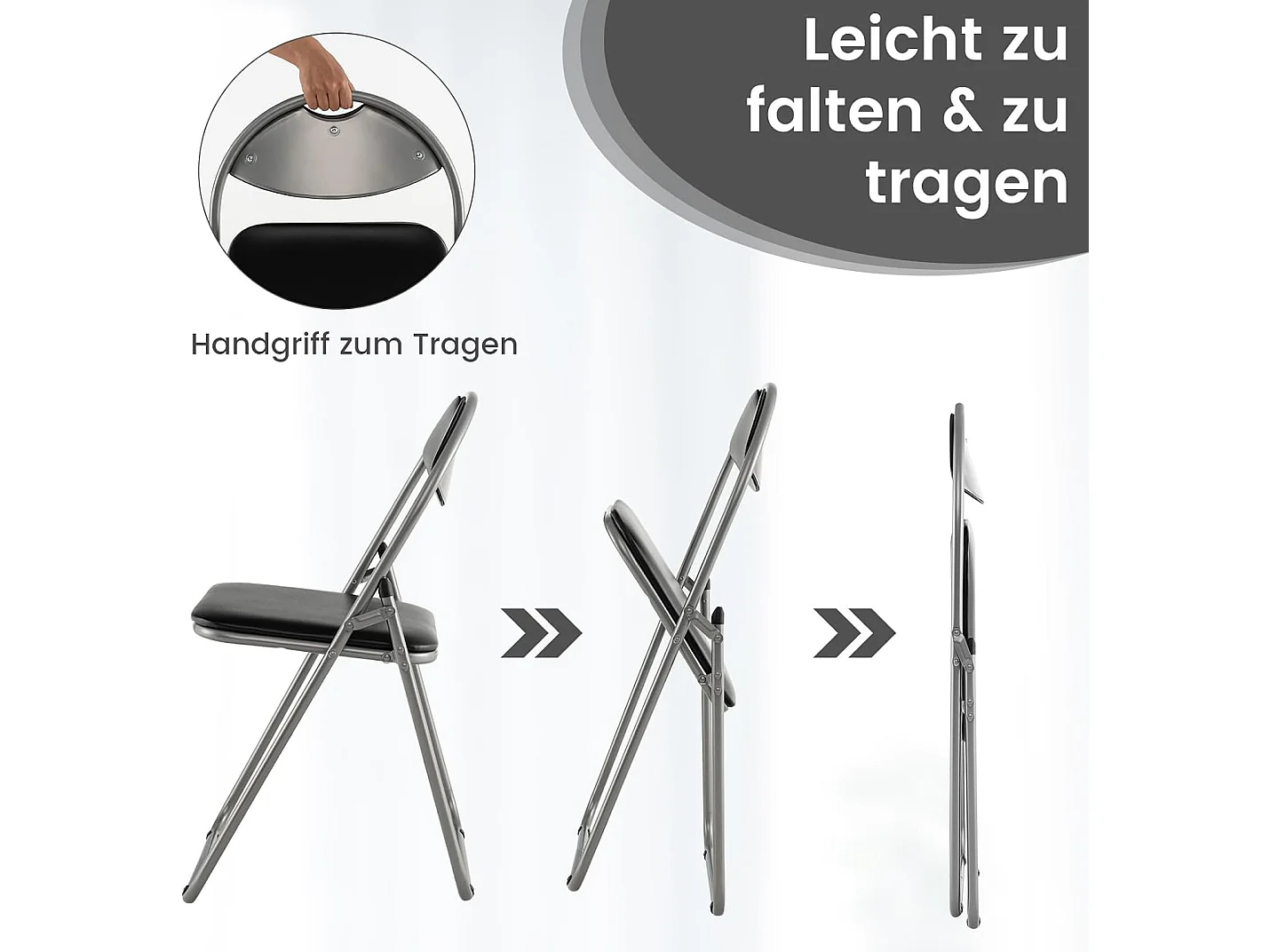 Klapstoelen, set van 6, gaststoelen met metalen frame, gevoerde stoelen en antislip voetkussens, voor thuis, kantoor, draagvermogen 115 kg