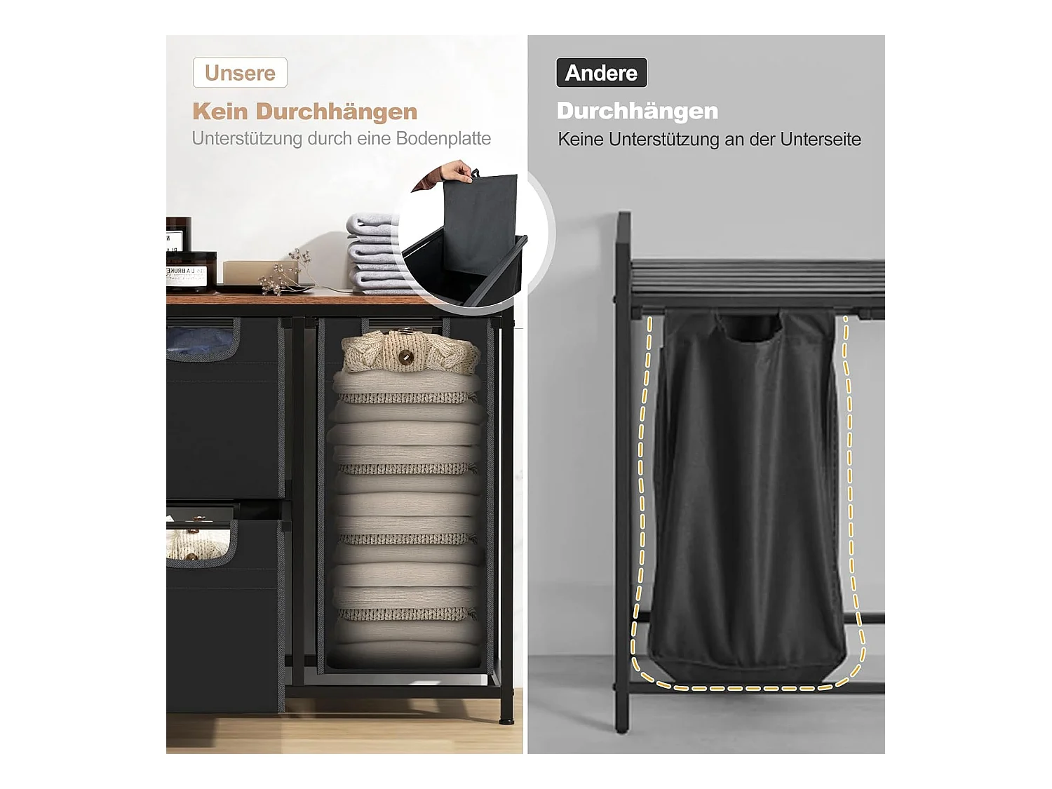 Wasmand, 3 vakken, wasverzamelaar met plank, 75 l, wassorteerder met 3 afneembare vakken en metalen frame, uittrekbaar voor bijkeuken, badkamer(3 vakken)VL32390