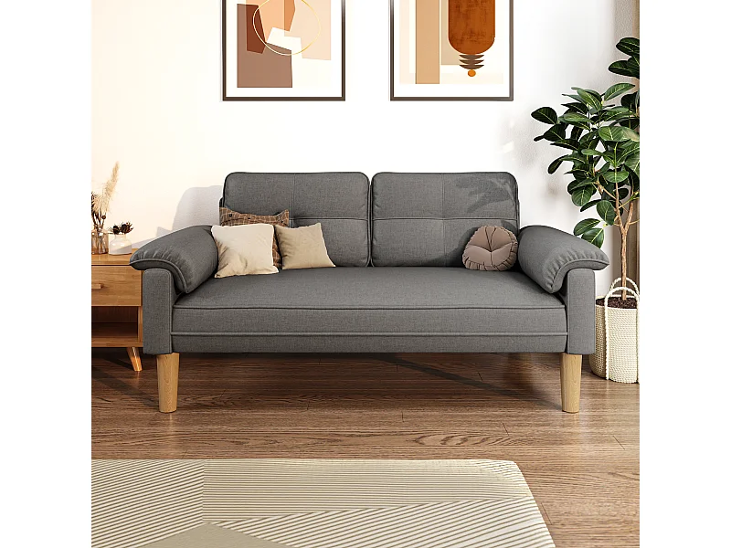 Canapé 2 places, canapé pour salon, avec des poches latérales et des accoudoirs - gris foncé Bealife AR71