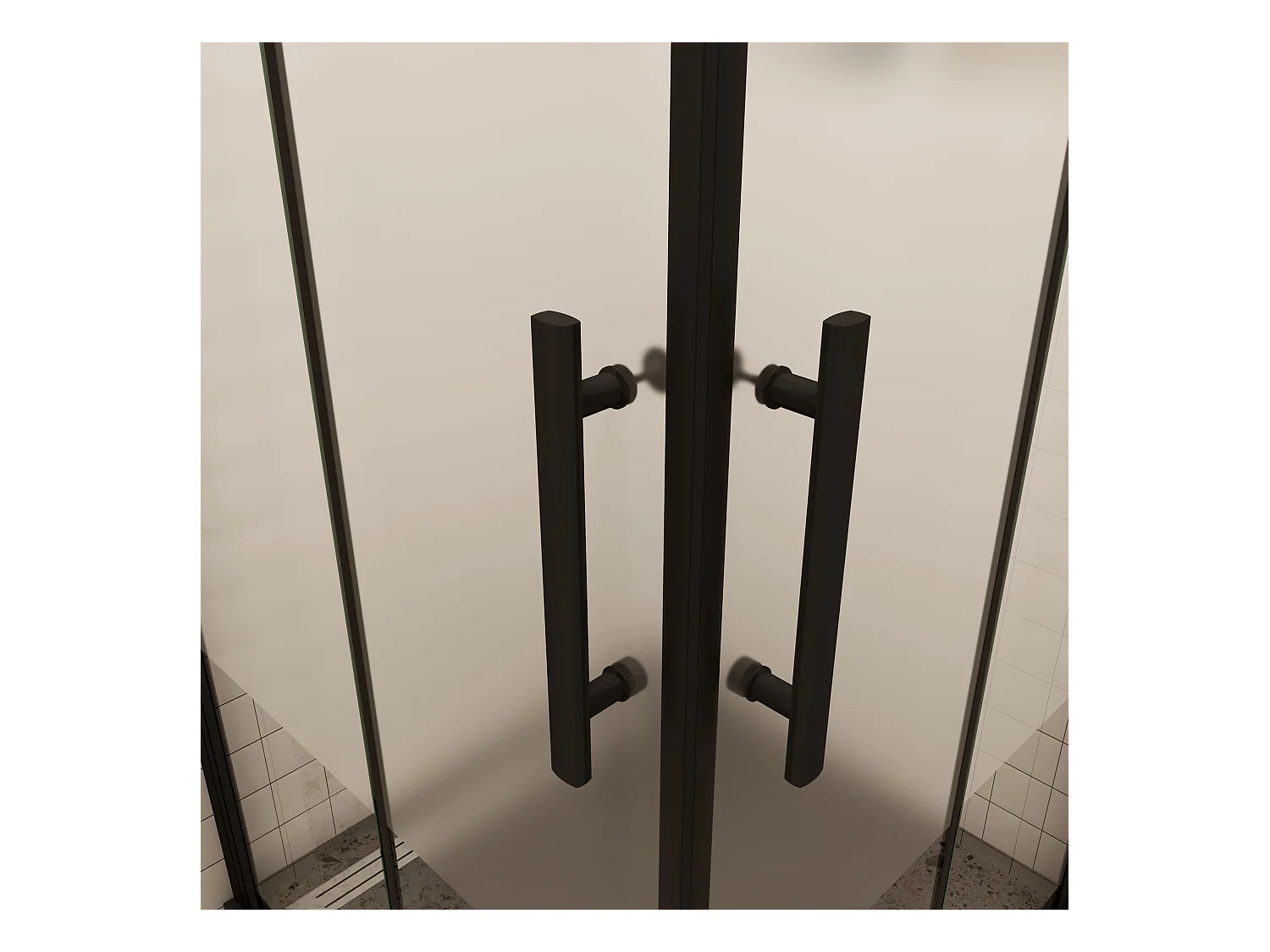 90x120x195cm Douchecabine Vierkant Hoekinstap Draaideur Antikalk Helder Glas Mat Zwart Profiel 6mm Veiligheidsglas Easy Clean,ondoorzichtige matte middenstrook