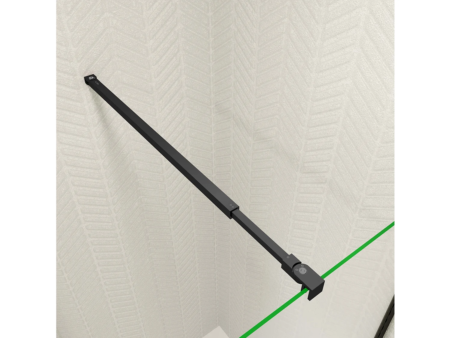 90x76x195cm douchecabine met inklapbare vouwdeur en vaste zijwand, 6mm helder EasyClean veiligheidsglas,mat zwarte aluminium frame, stabilisatiestang 73-120 cm