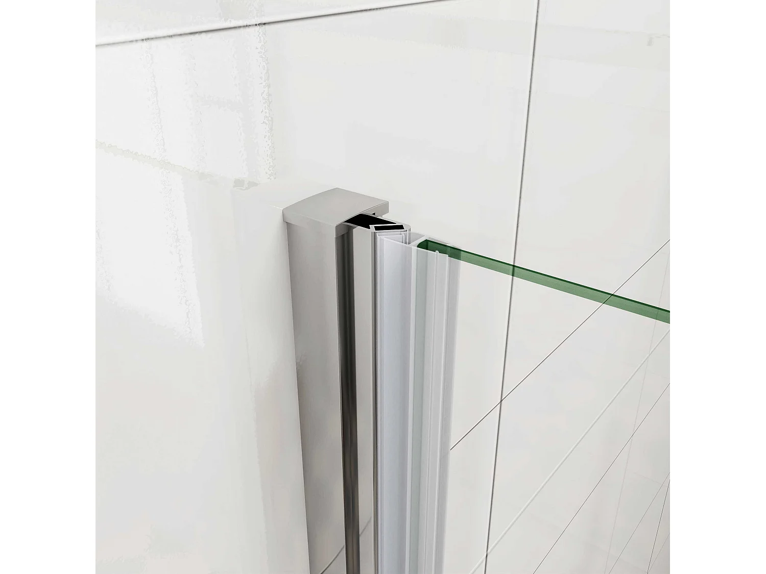B:110xD:80x185cm,Douchecabine met vouwdeur en vaste zijwand ,NANO EasyClean veiligheidsglas,F-vorm 140 cm Stabilisatiestang