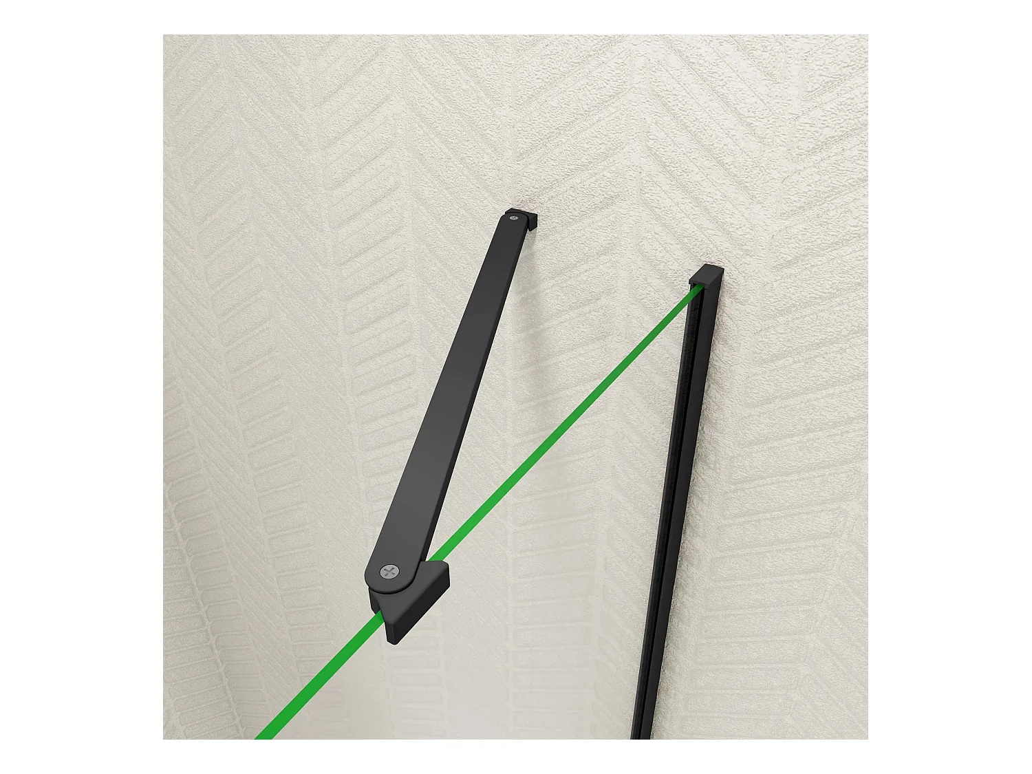 120x80x195cm douchecabine met inklapbare vouwdeur en vaste zijwand, 6mm helder EasyClean veiligheidsglas,mat zwarte aluminium frame, stabilisatiestang 50 cm