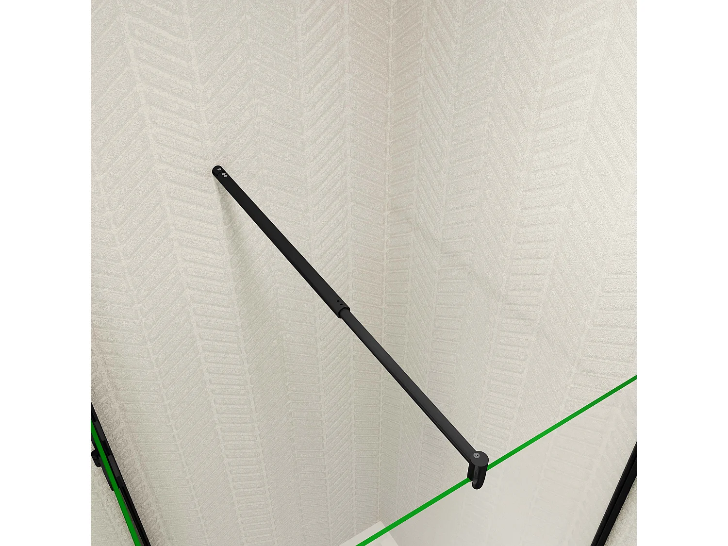 70x90x195cm douchecabine met inklapbare vouwdeur en vaste zijwand, 6mm helder EasyClean veiligheidsglas,mat zwarte aluminium frame, stabilisatiestang 70-120 cm