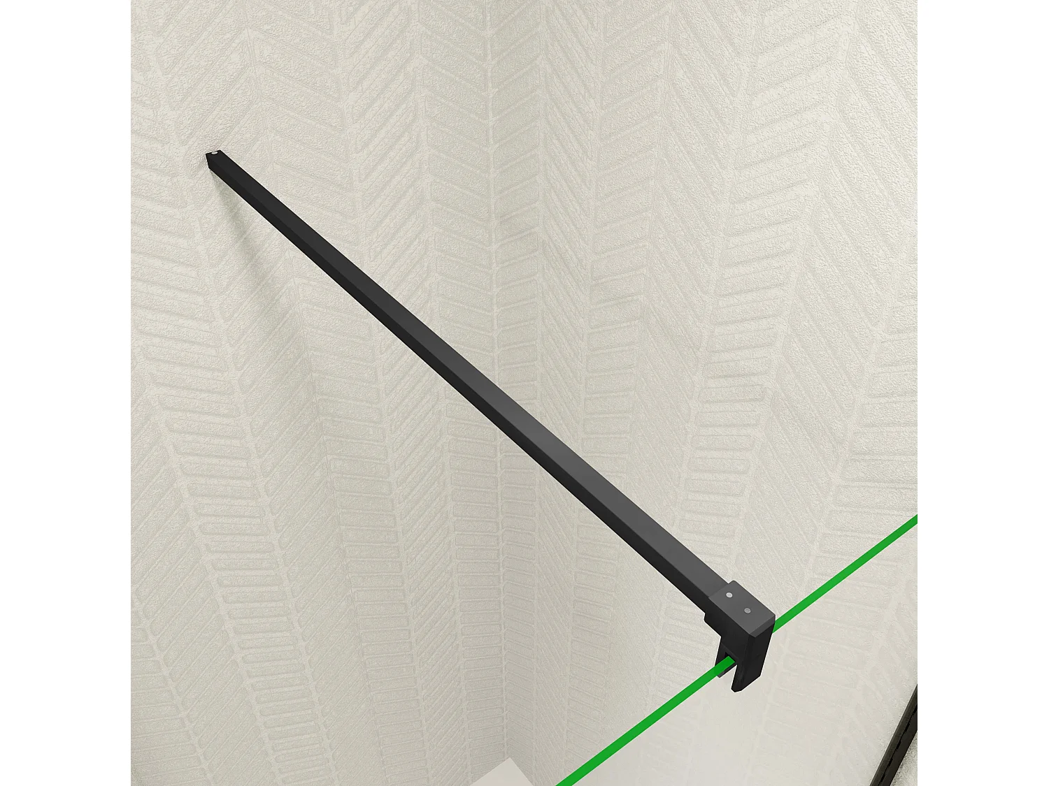 110x76x195cm douchecabine met inklapbare vouwdeur en vaste zijwand, 6mm helder EasyClean veiligheidsglas,mat zwarte aluminium frame, F-vorm 140cm Stabilisatiestang