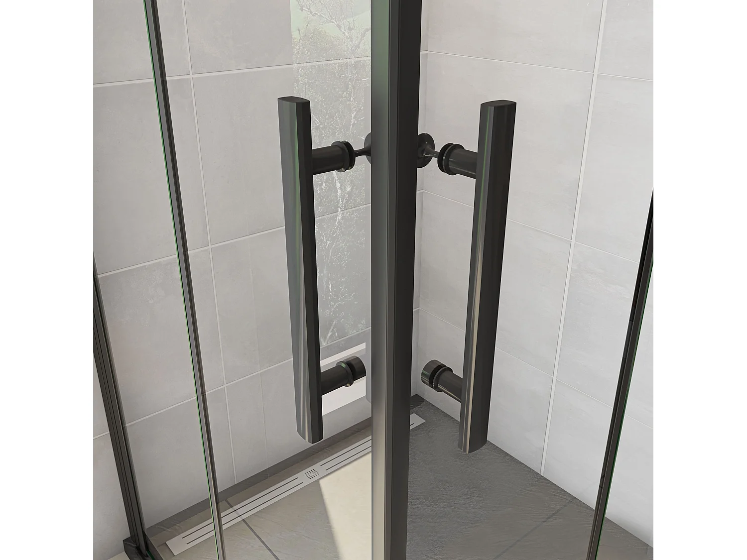 76x110x185cm Douchecabine Vierkant Hoekinstap Draaideur Antikalk Helder Glas Mat Zwart Profiel 6mm Veiligheidsglas Easy Clean