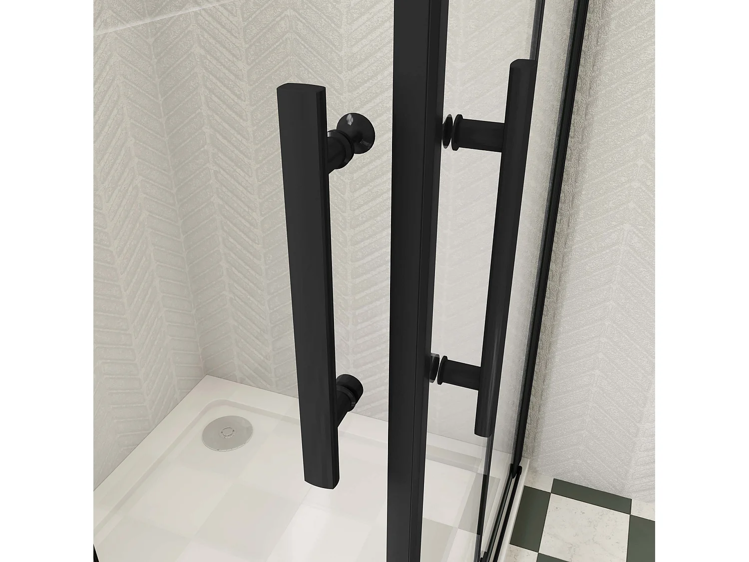 76x90x195cm Douchecabine Vierkant Hoekinstap Draaideur Antikalk Helder Glas Mat Zwart Profiel 6mm Veiligheidsglas Easy Clean